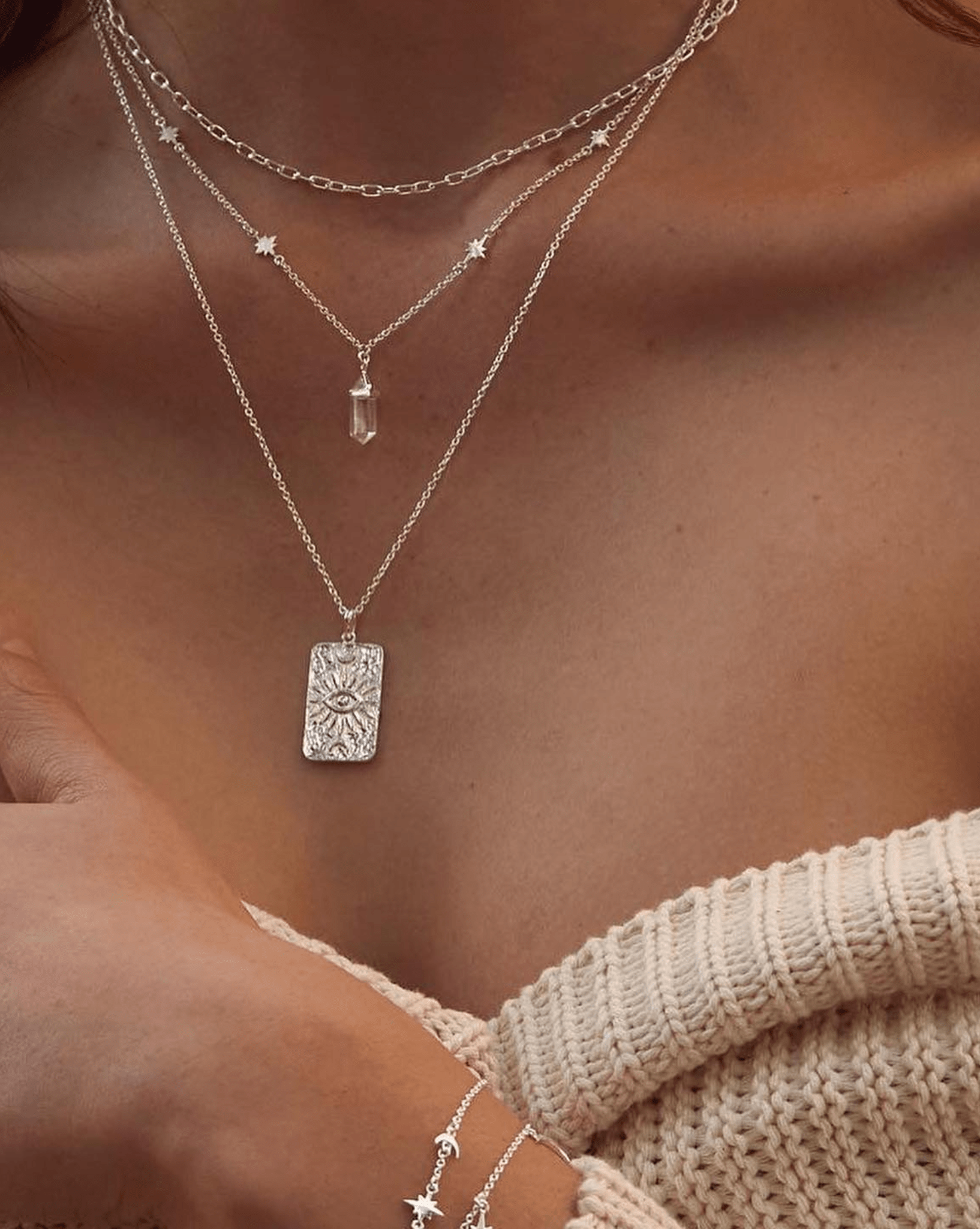 Midsummer Star Womens Lunar Prophet Necklace - Silver