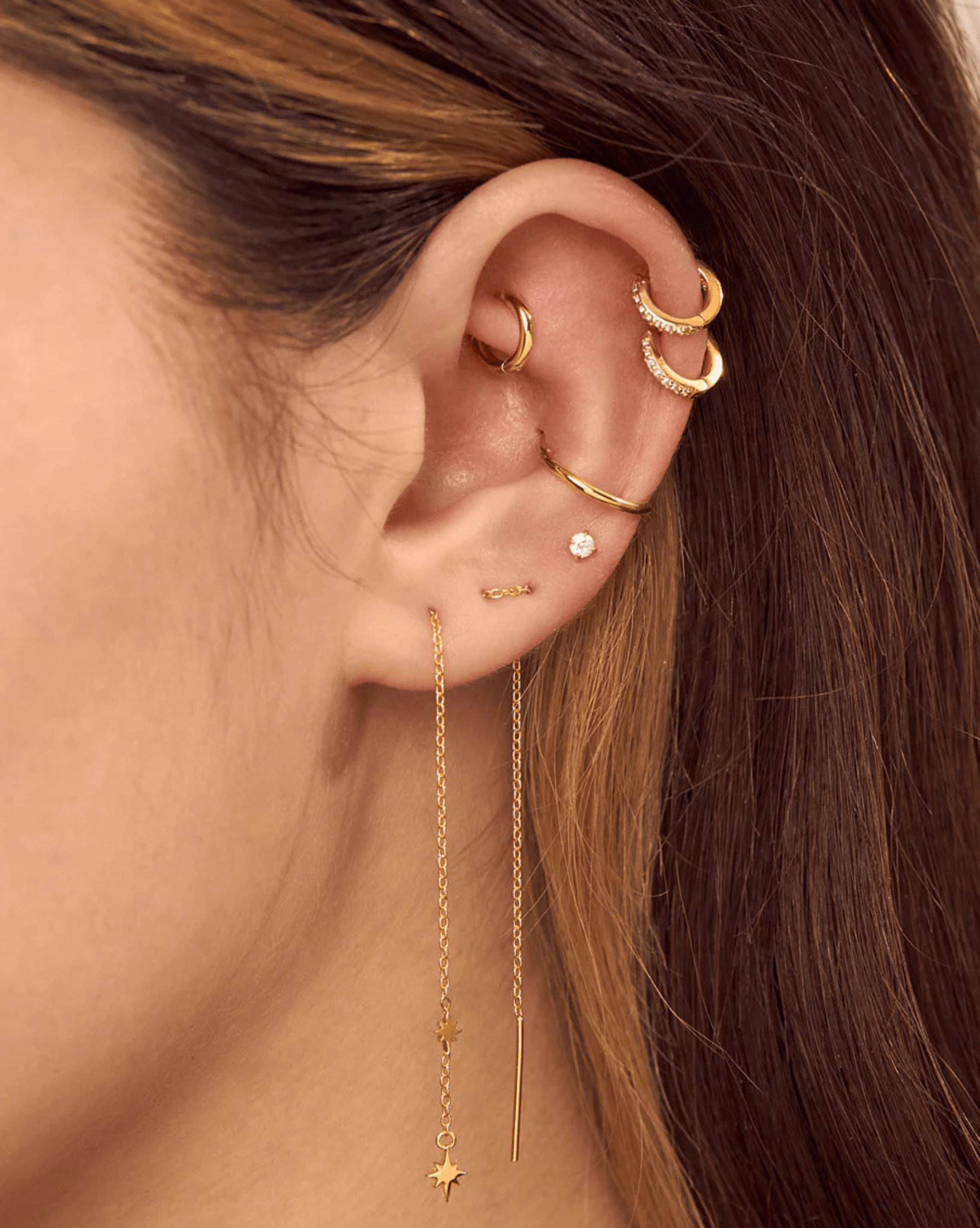 Midsummer Star Womens Sparkles Super Micro Huggies Earrings