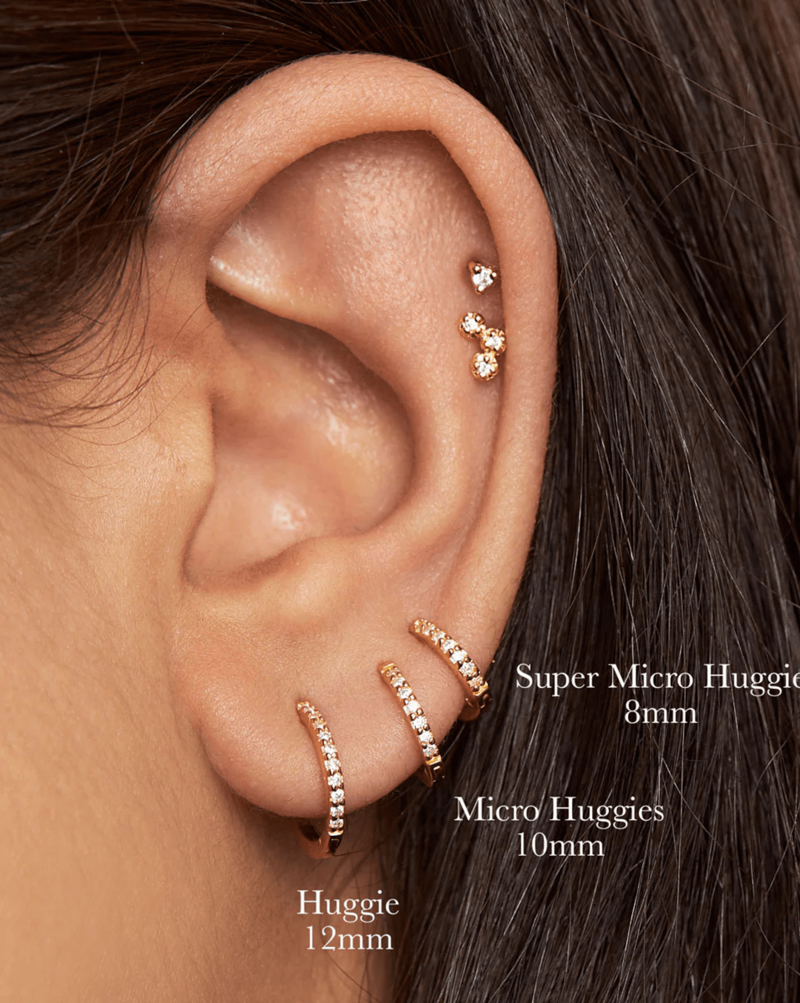 Midsummer Star Womens Sparkles Super Micro Huggies Earrings