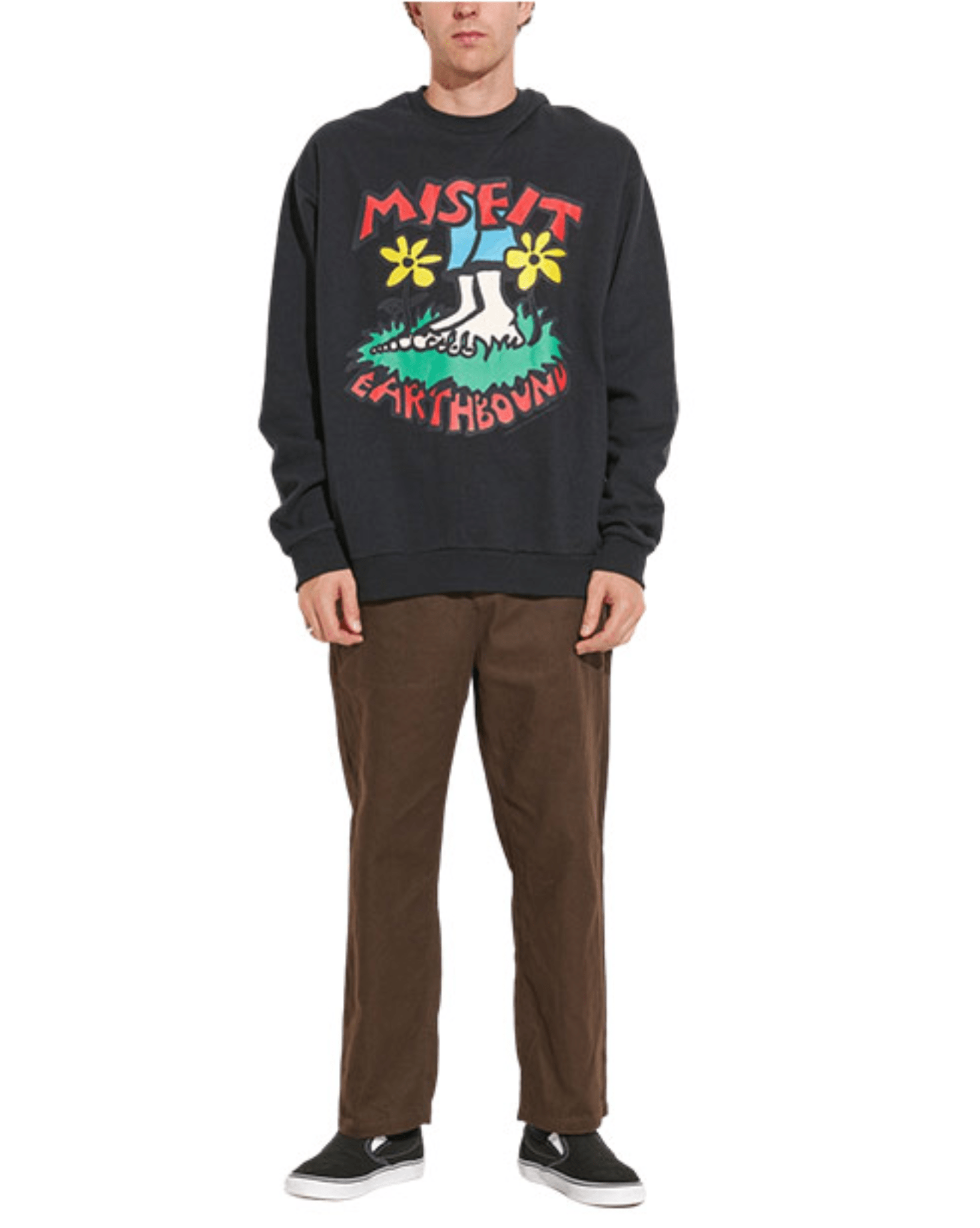 Misfit Mens Era De Plant 50-50 Crew - Pigment Black