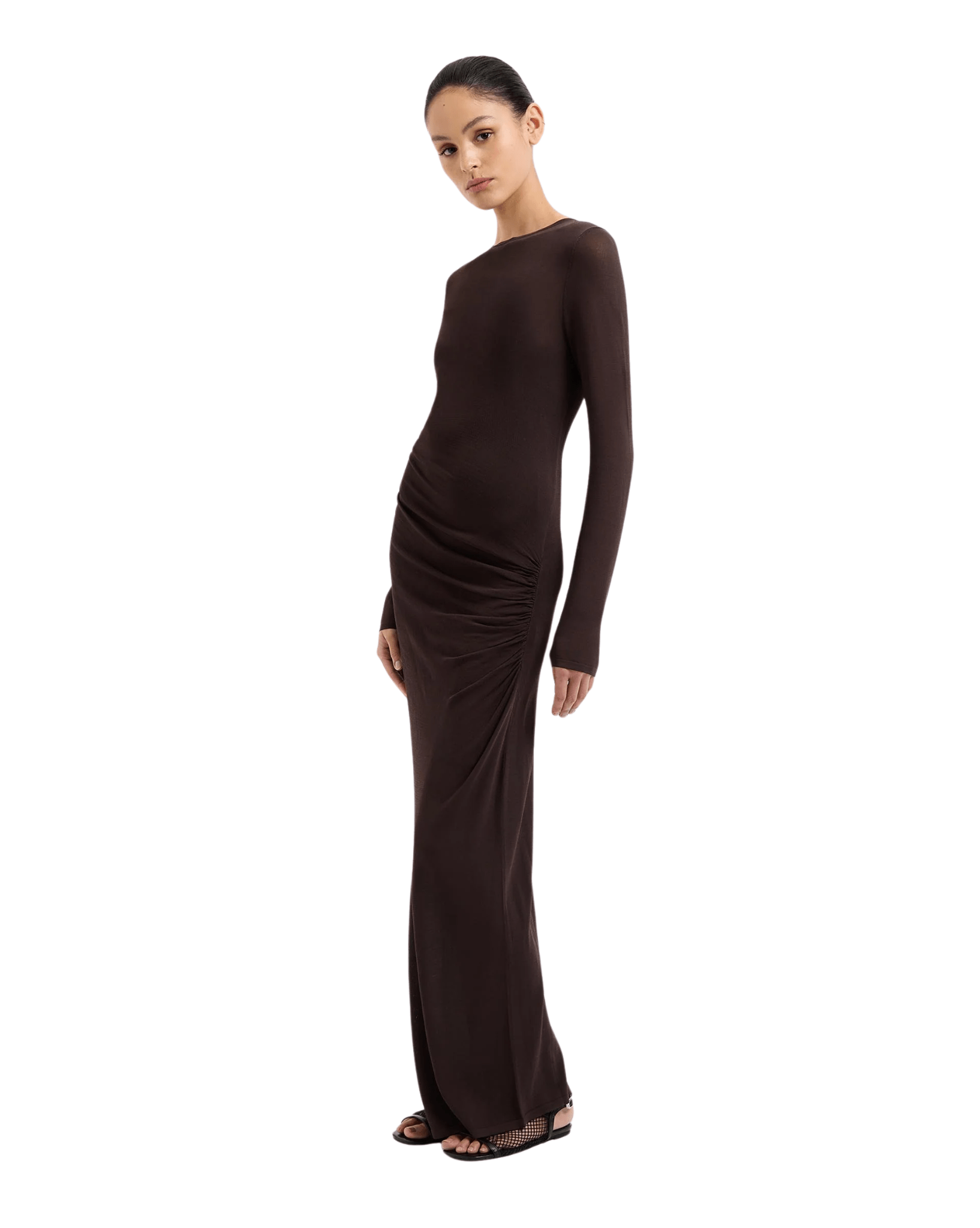 Nude Lucy Womens Evelyn Knit Maxi Dress - Espresso
