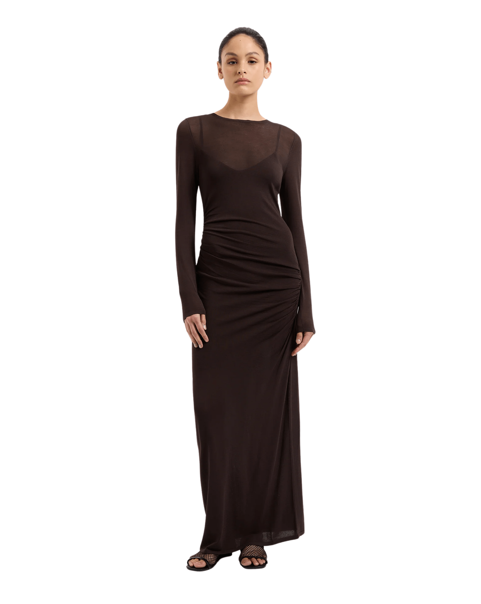 Nude Lucy Womens Evelyn Knit Maxi Dress - Espresso