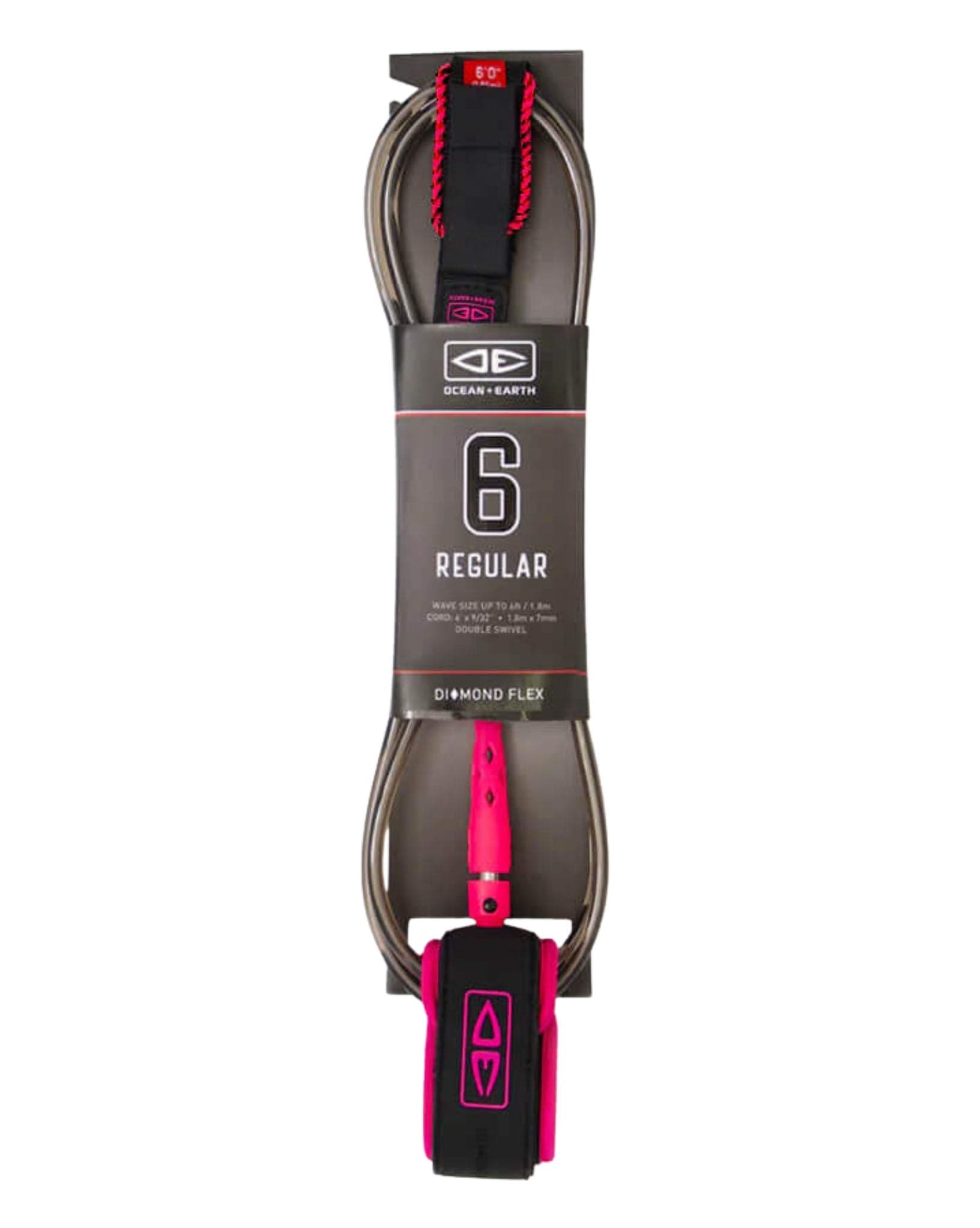 Ocean and Earth 6'0 Regular Moulded Leash - Pink