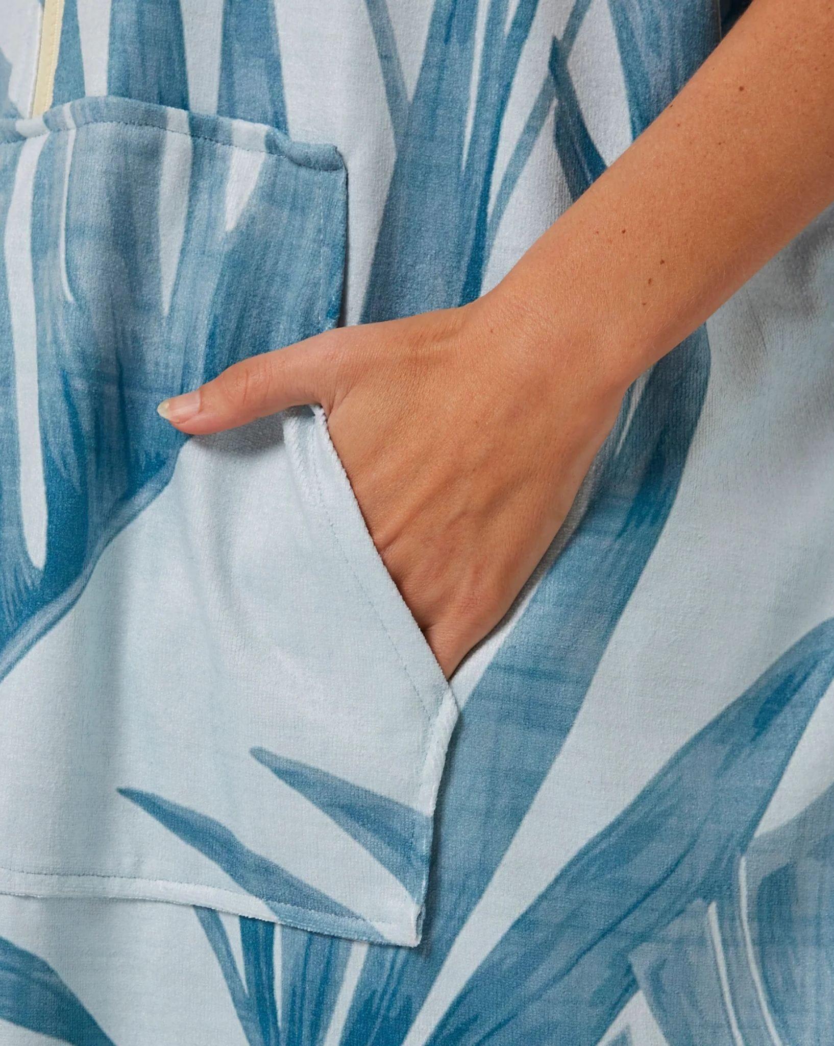 Ocean and Earth Palm Zip Hooded Poncho