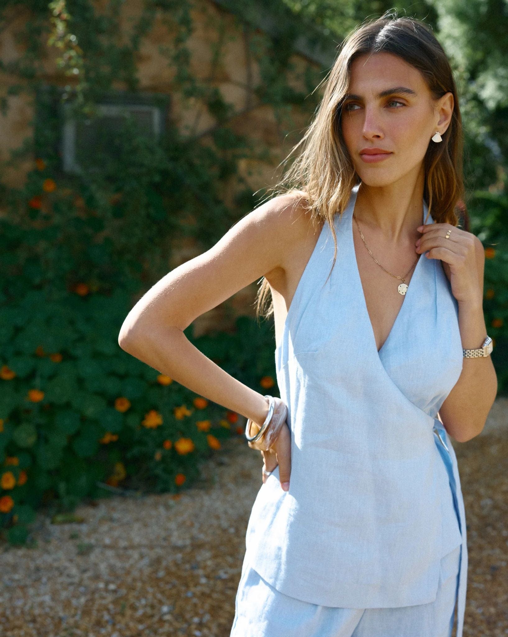 ORTC Elise Linen Wrap Top