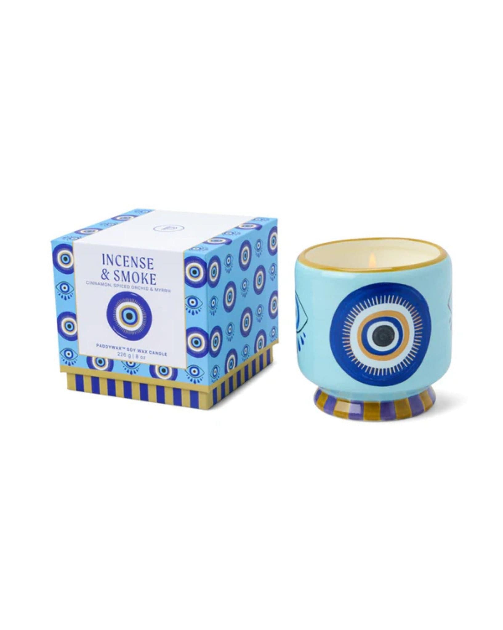 Paddywax Adopo 8 oz./226g Eye Ceramic Candle - Incense & Smoke Boxed