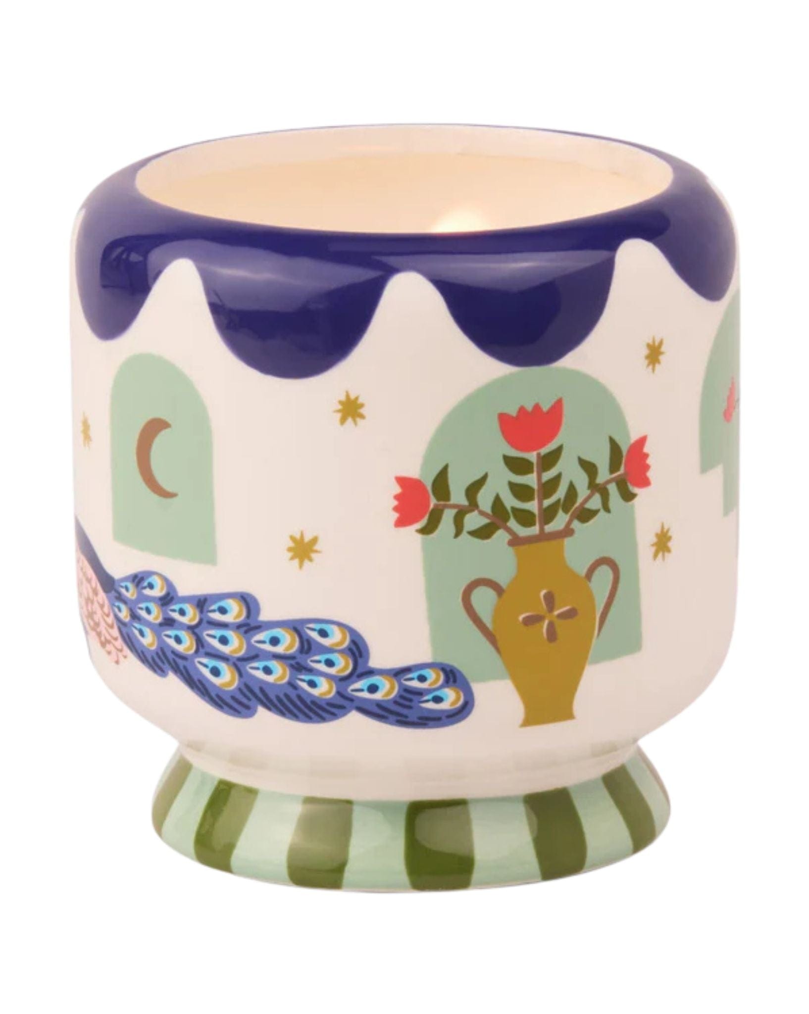 Paddywax Adopo 8oz Peacock Ceramic Candle - Misted Lime