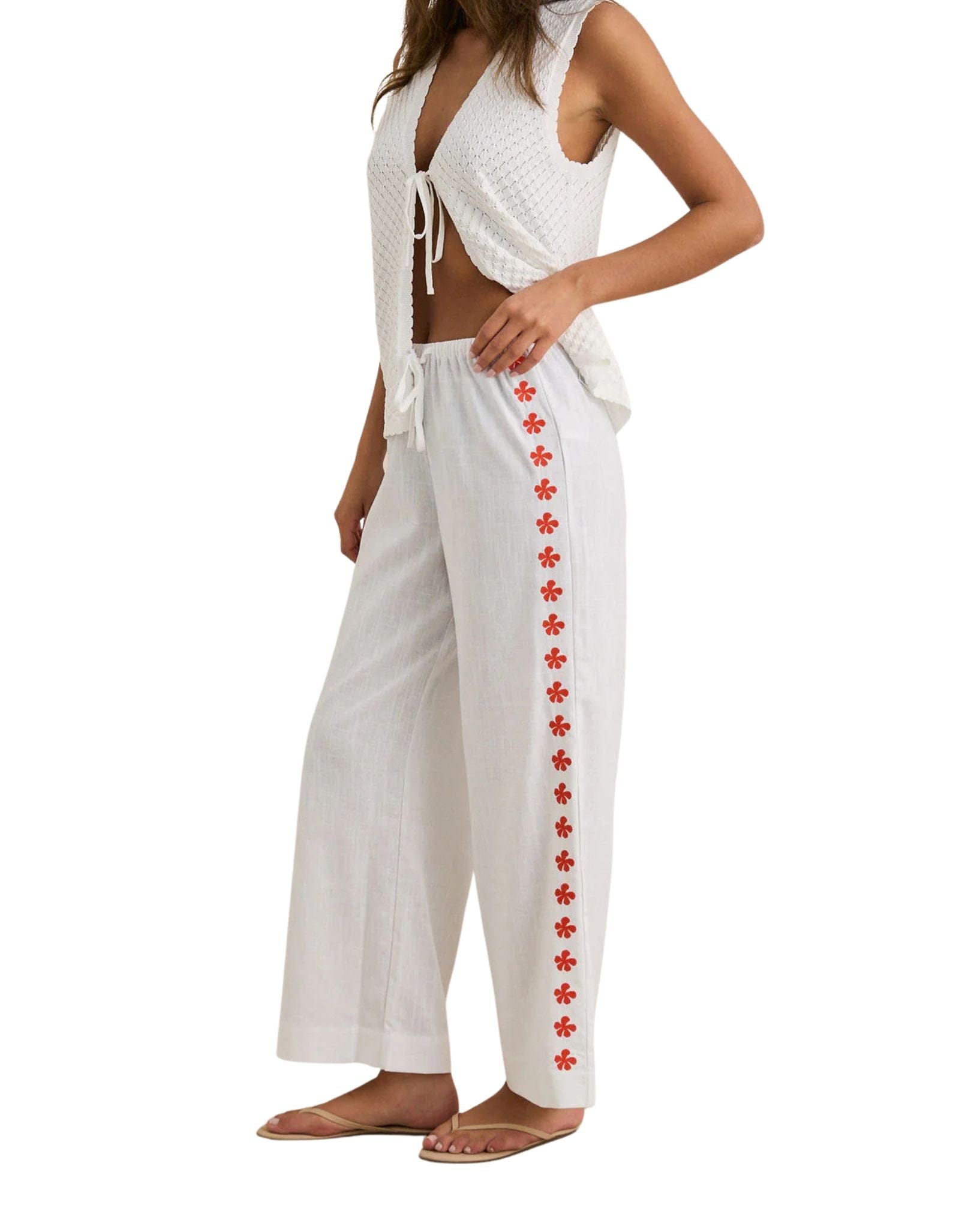 Rhythm Melia Floral Embroidered Beach Pant