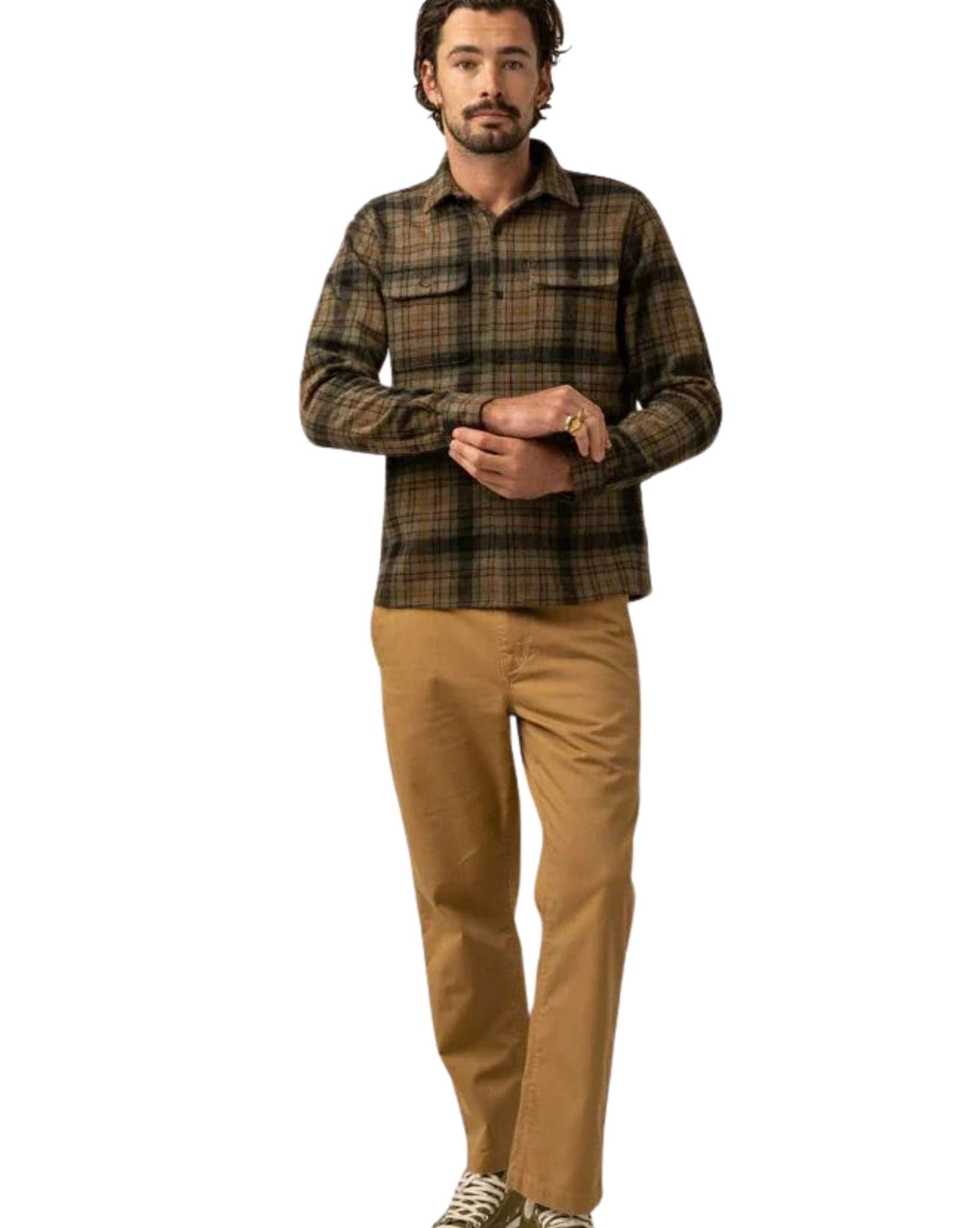 Rhythm Mens Check Ls Shirt - Olive