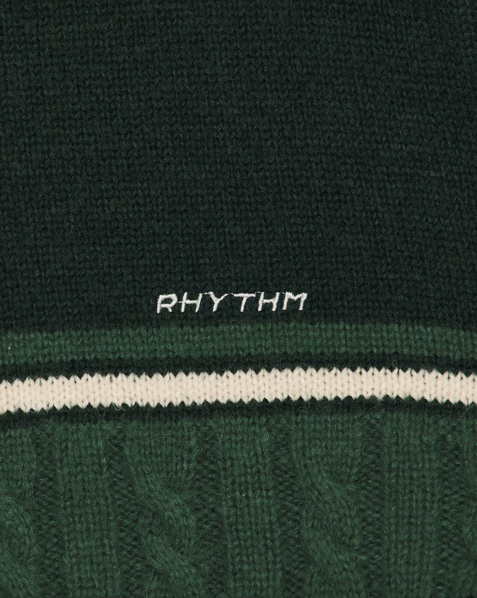 Rhythm Mens Mohair Stripe Knit - Dark Green