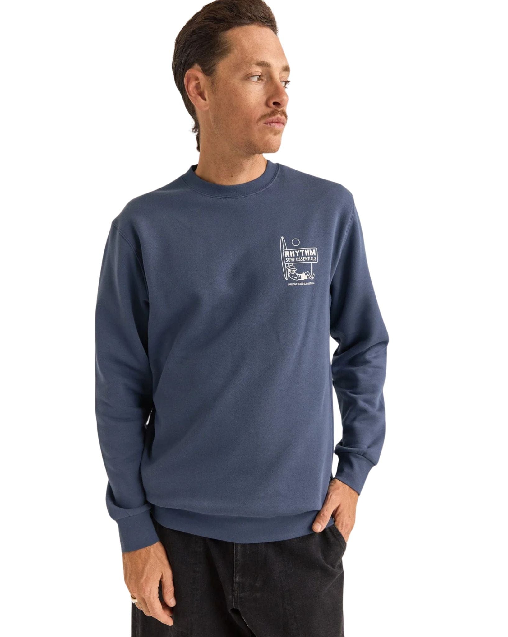 Rhythm Mens Siesta Fleece Crew - Navy