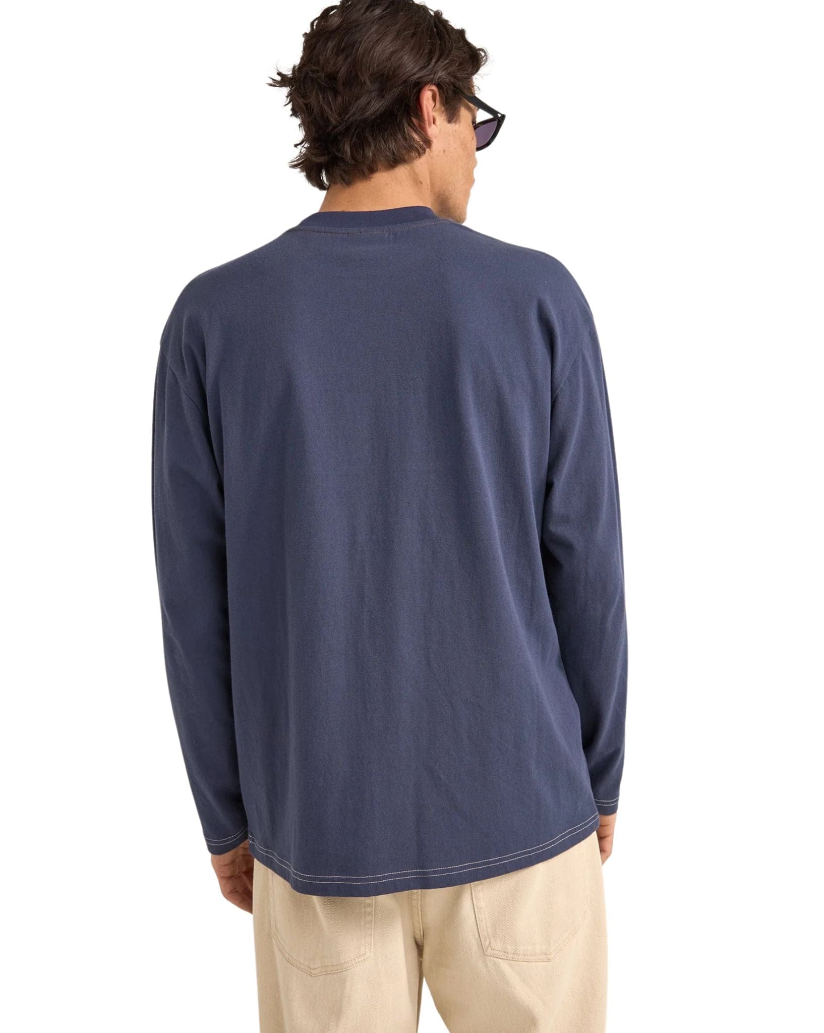 Rhythm Mens Vintage Panel Ls T-Shirt - Navy