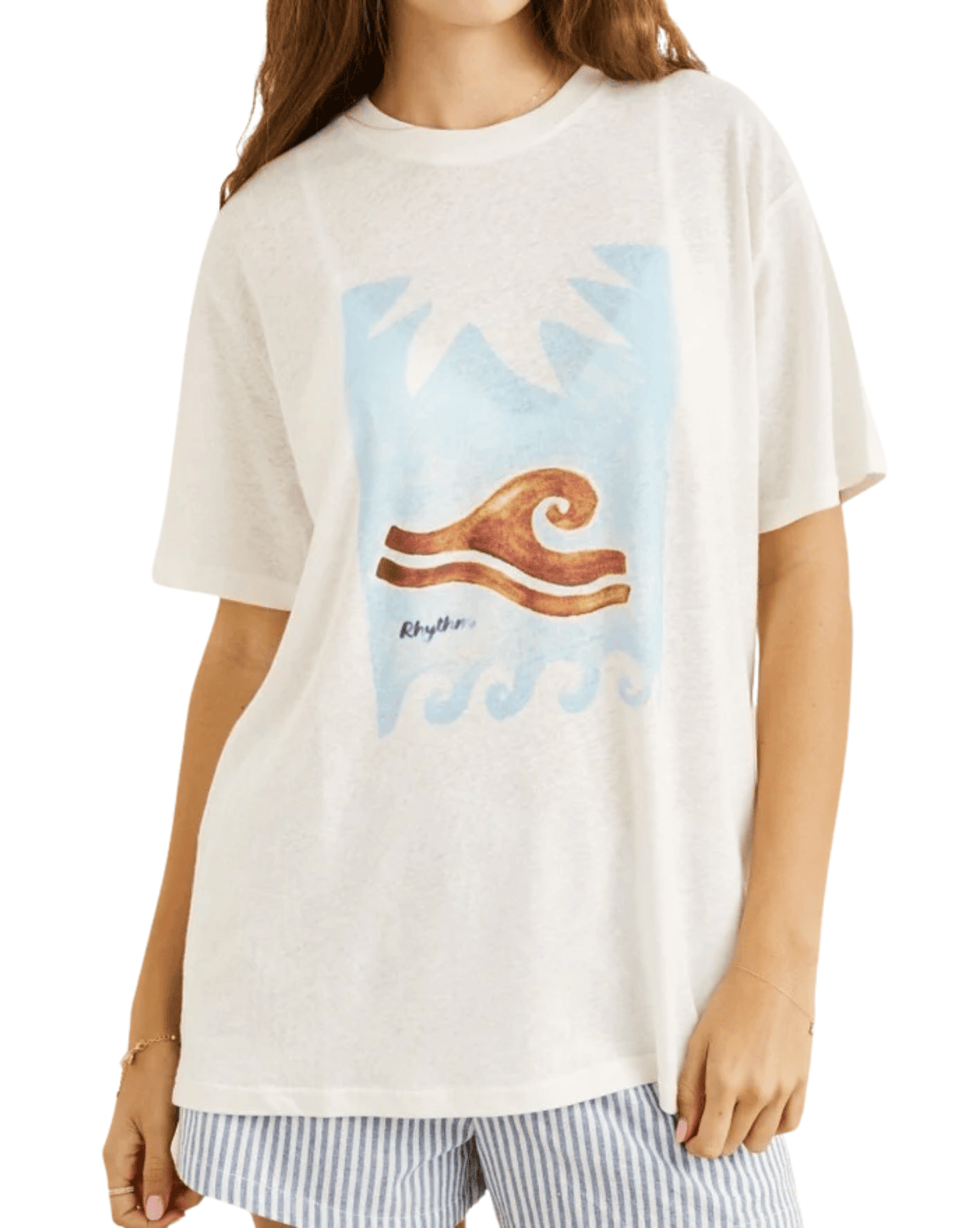 Rhythm Rhythm Ocean Wave Oversized T-Shirt - Vintage White