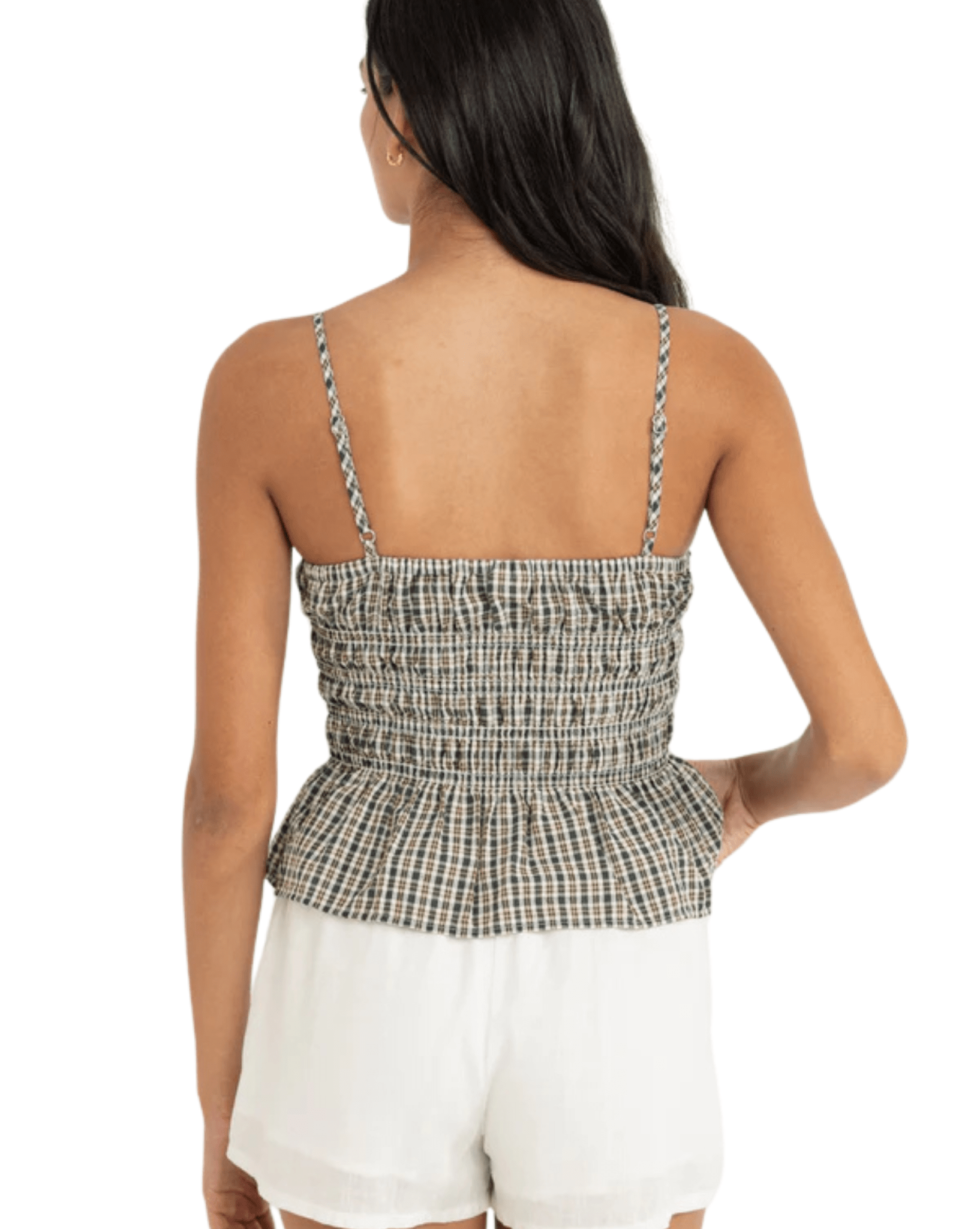 Rhythm Womens Antibes Plaid Top - Olive