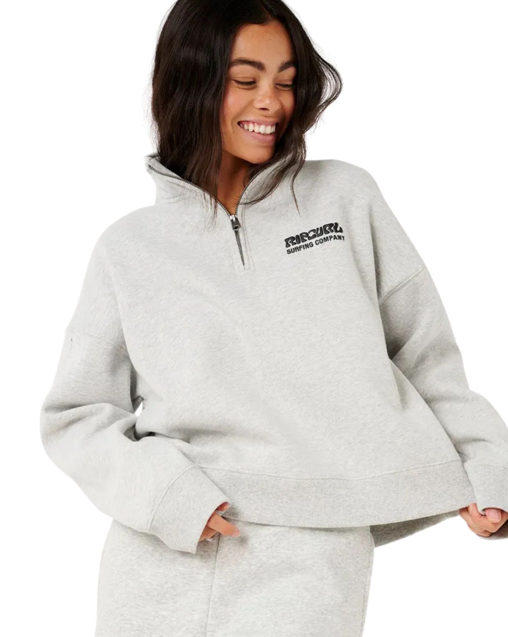 Ripcurl Womens Surf Puff 1/4 Zip - Grey Marle