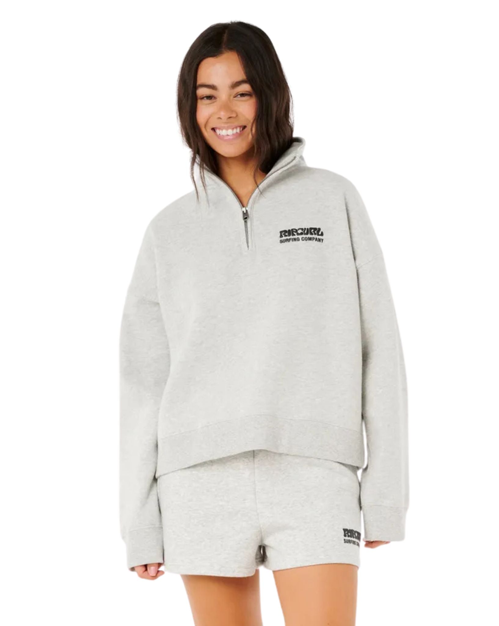 Ripcurl Womens Surf Puff 1/4 Zip - Grey Marle