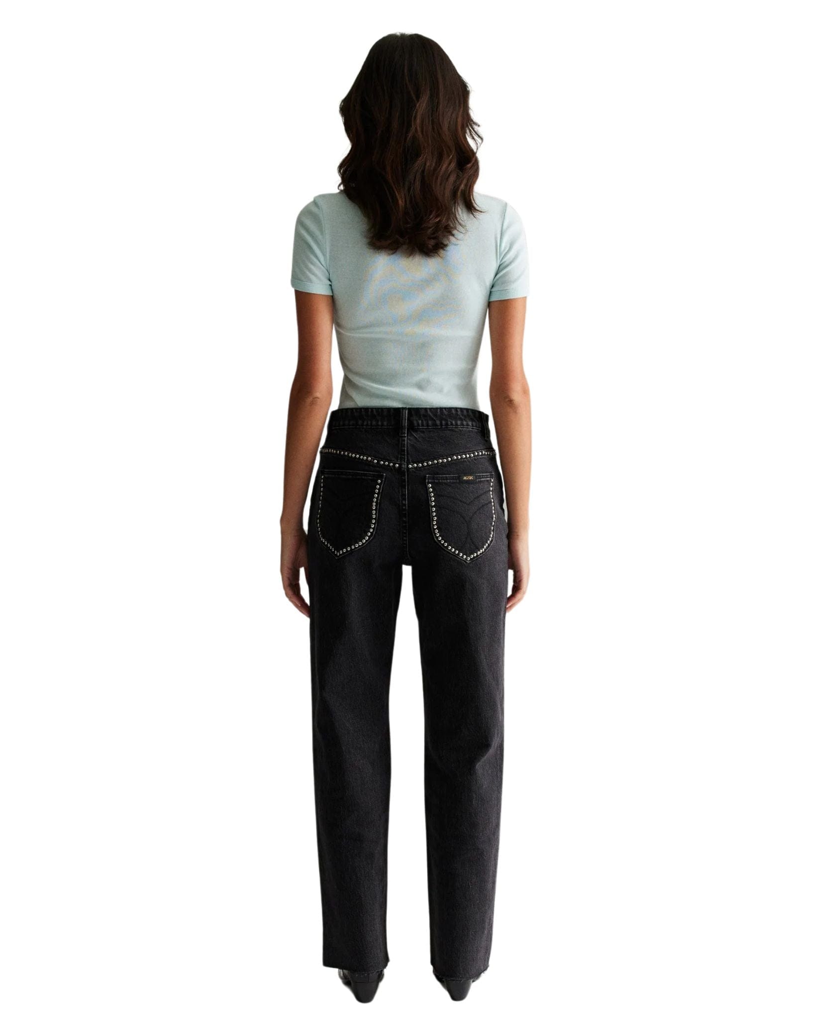 Rollas Womens 90's Relaxed Thunder Stud Jean - Washed Black