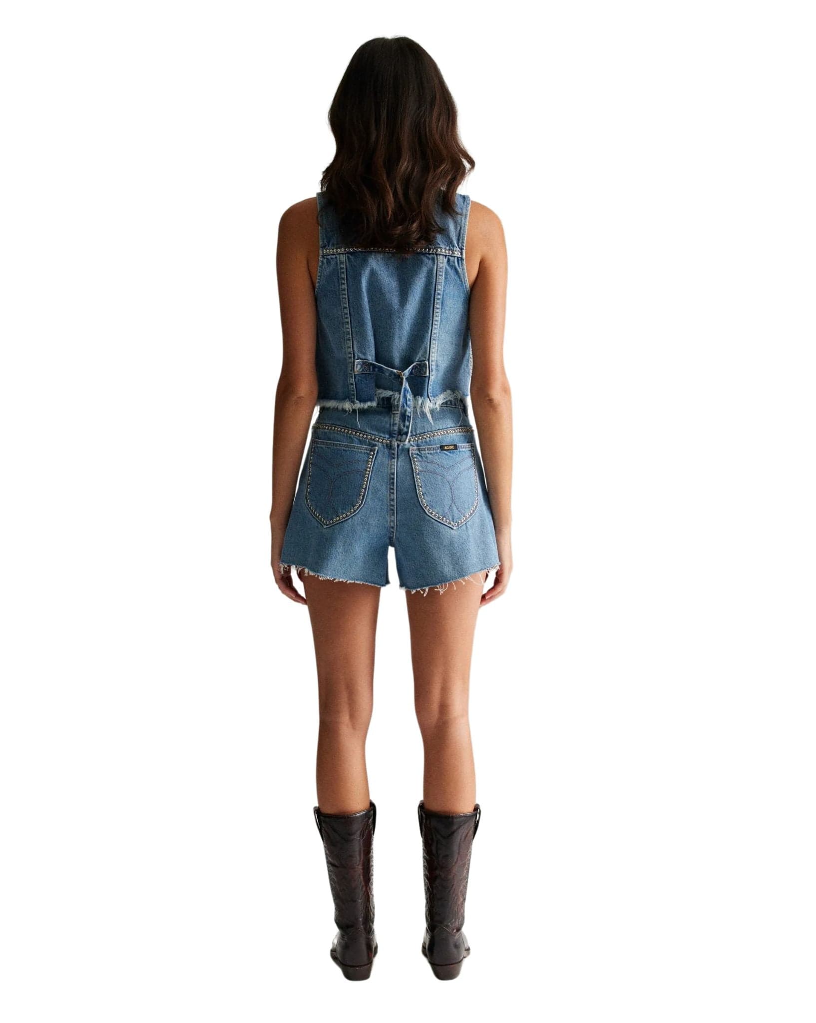 Rollas Womens Morgan Vest Stud - Vintage Blue