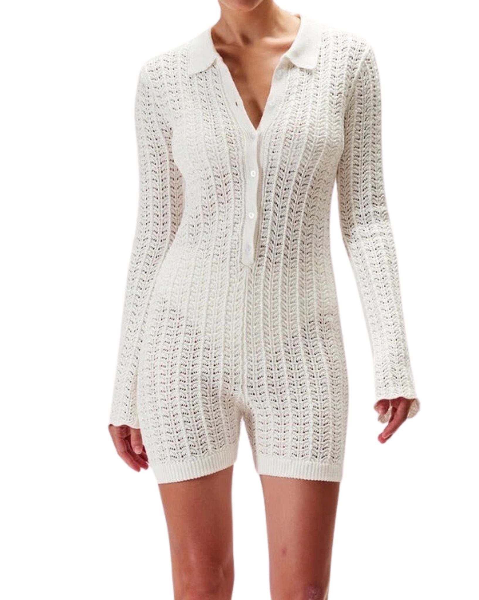 Rue Stiic Womens Daisy Knit Romper - White