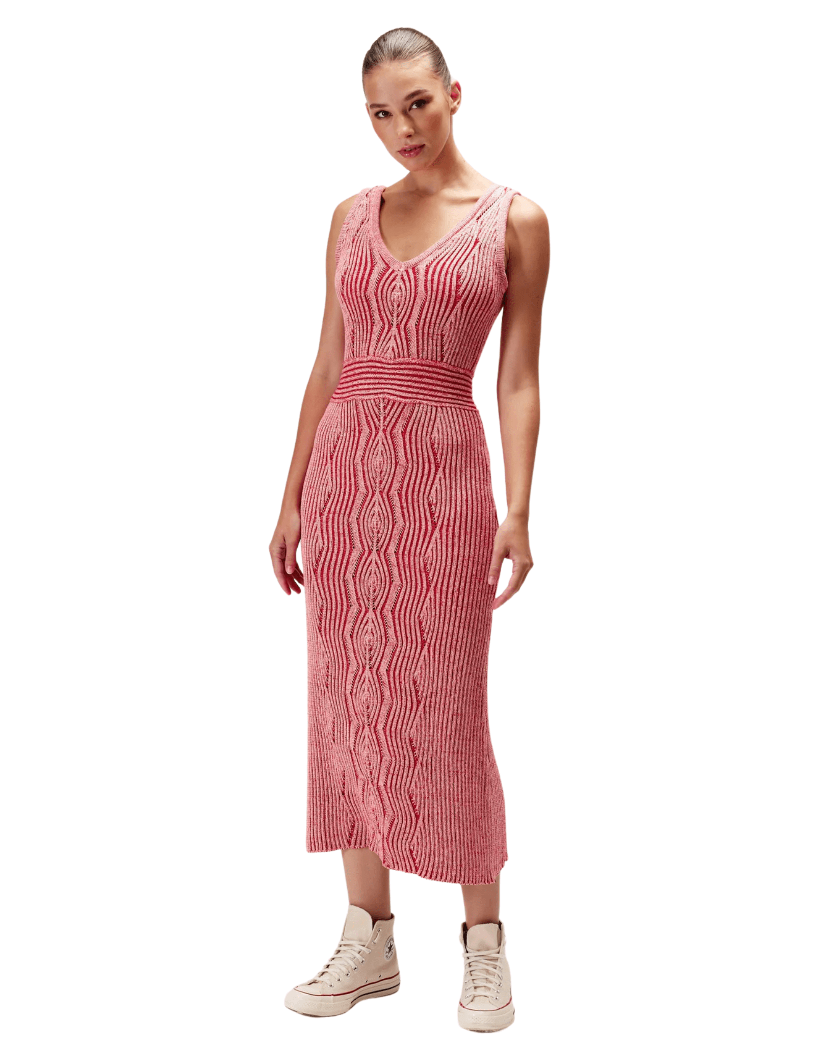 Rue Stiic Womens Gracie Knit Dress - Pink Red Gold