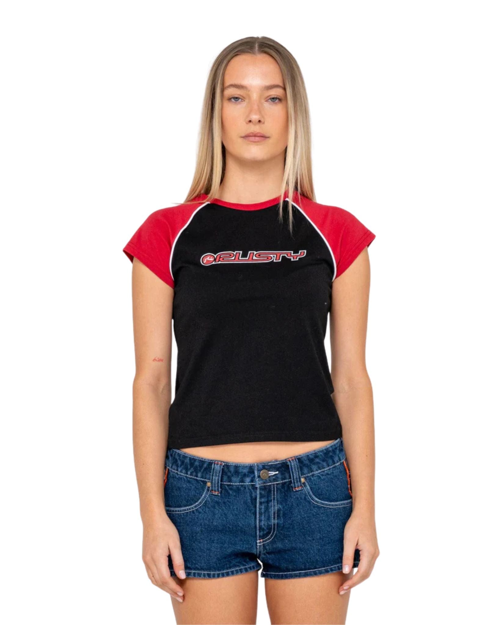 Rusty Archived Raglan Baby Tee