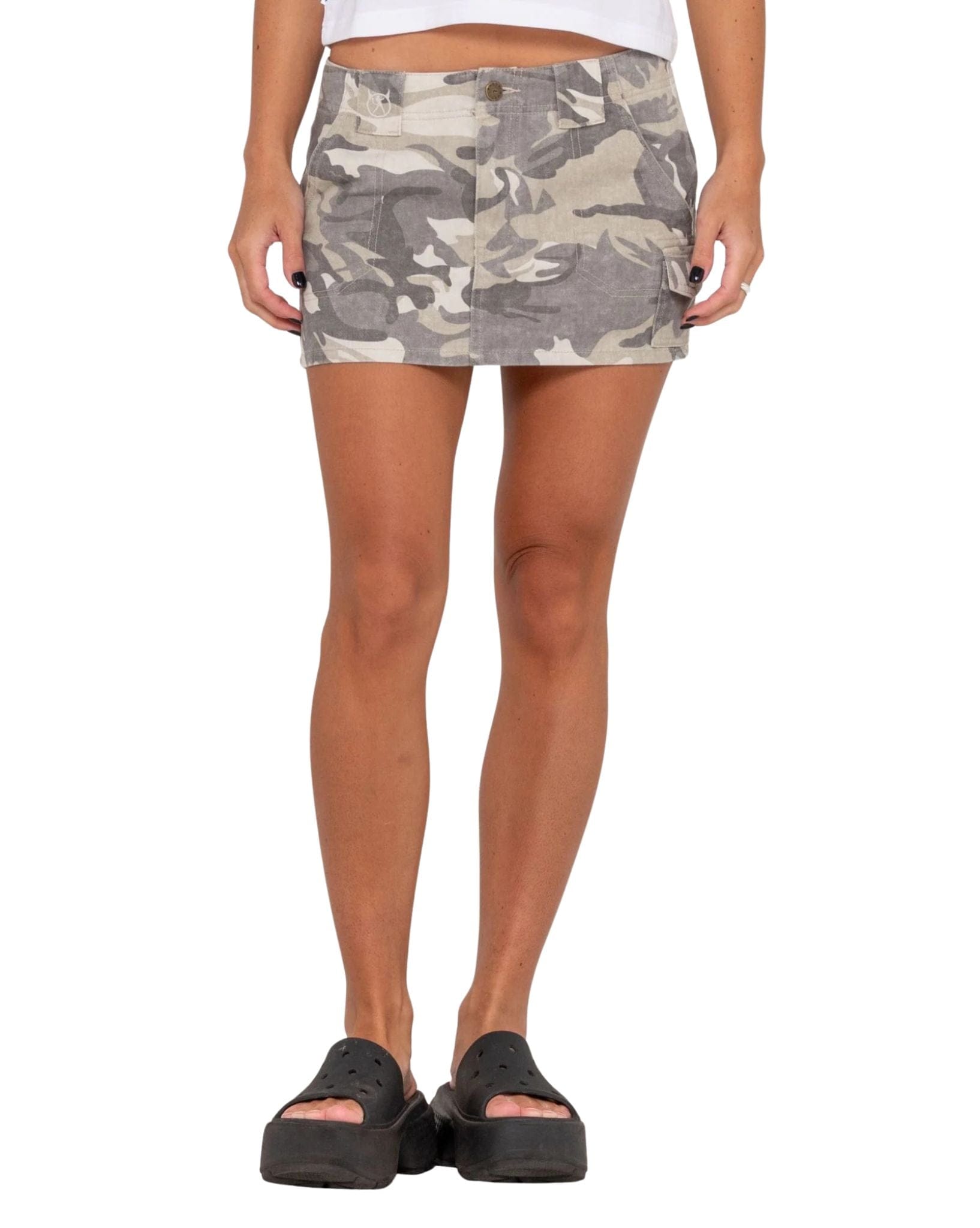 Rusty Camo-Mile Low Rise Mini Skirt