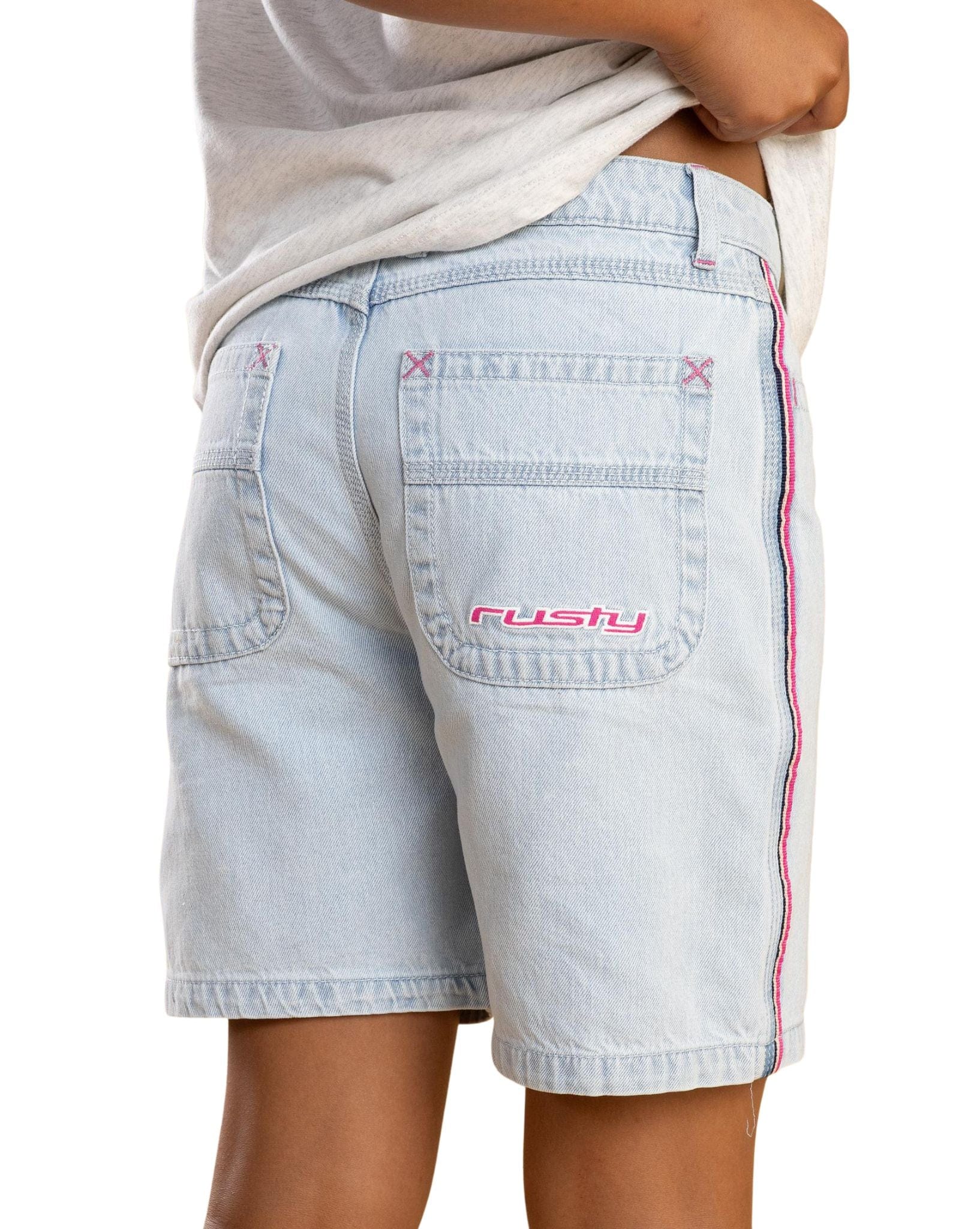 Rusty Flip Girl Low Rise Wide Leg Denim Jort