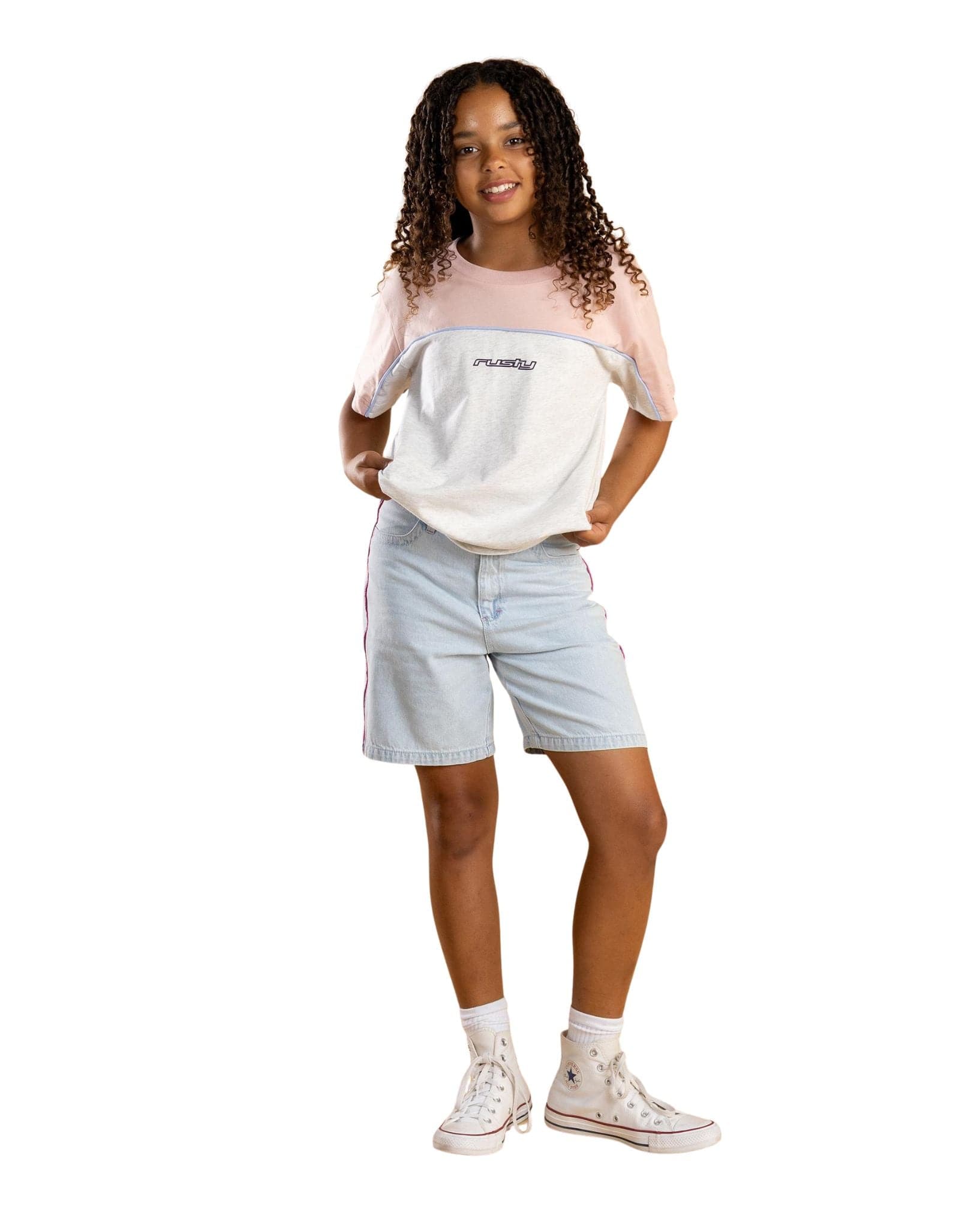 Rusty Flip Girl Low Rise Wide Leg Denim Jort