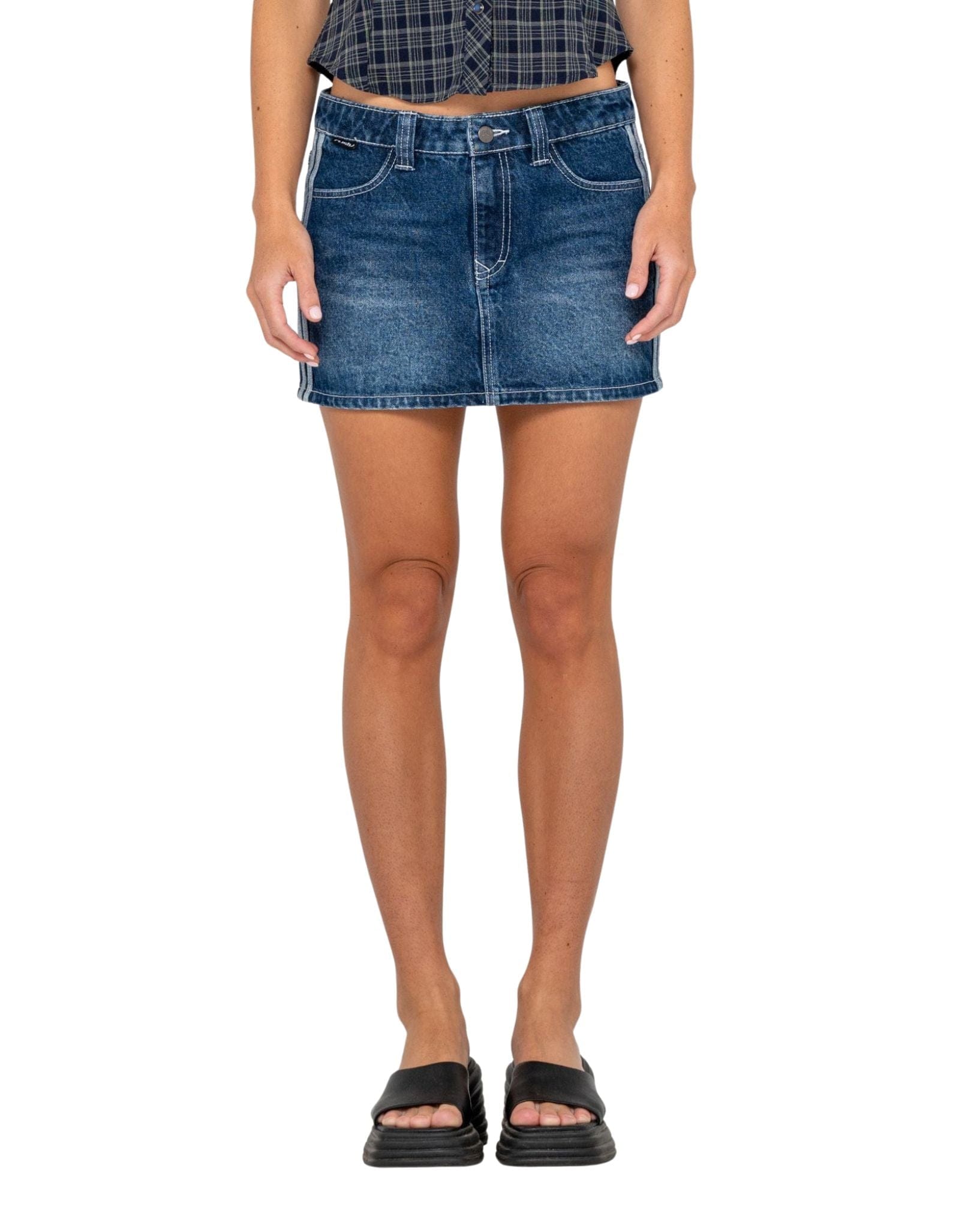 Rusty Flip Mommy Diy Low Rise Mini Denim Skirt