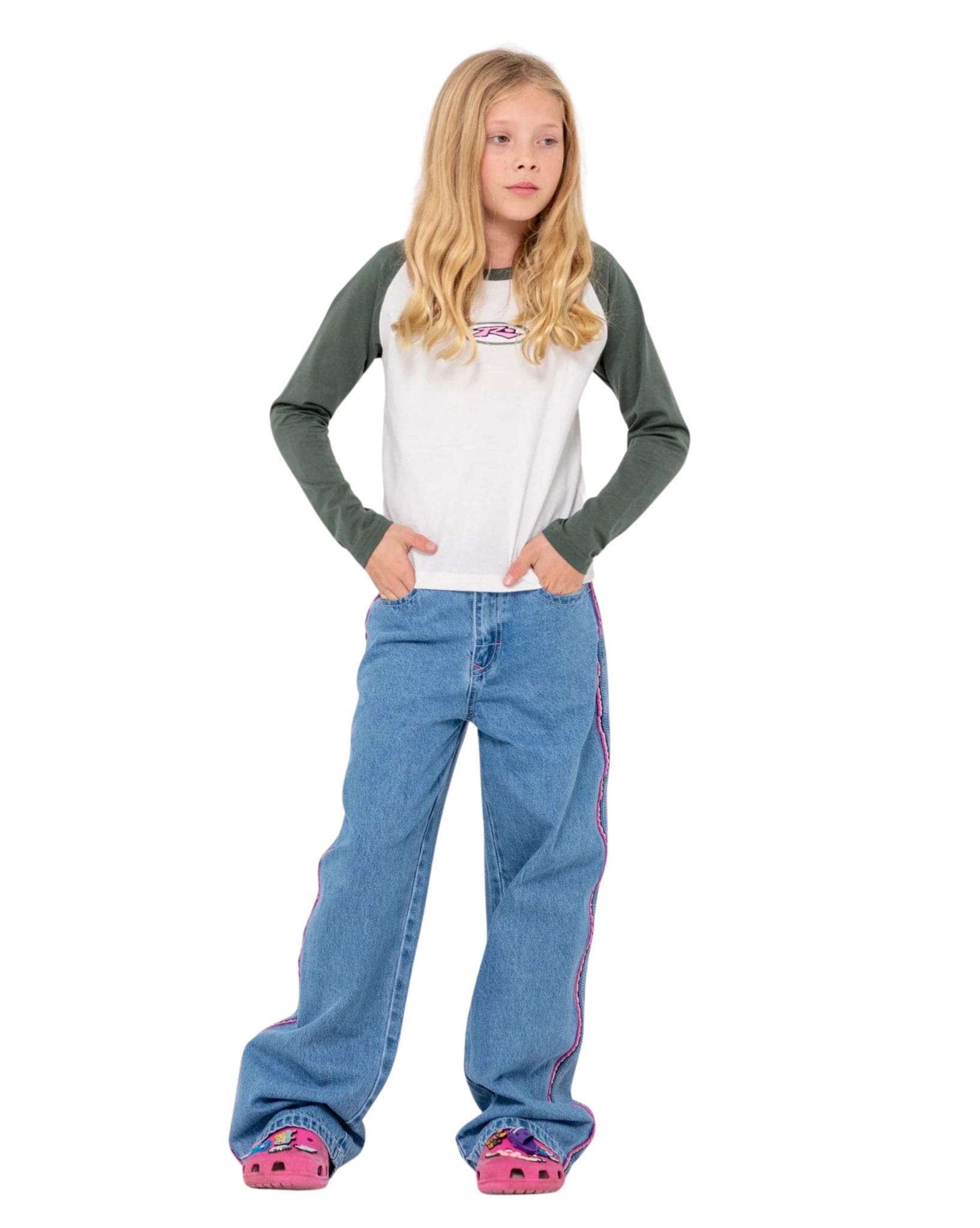 Rusty Heritage Long Sleeve Tee Girls - Ecru