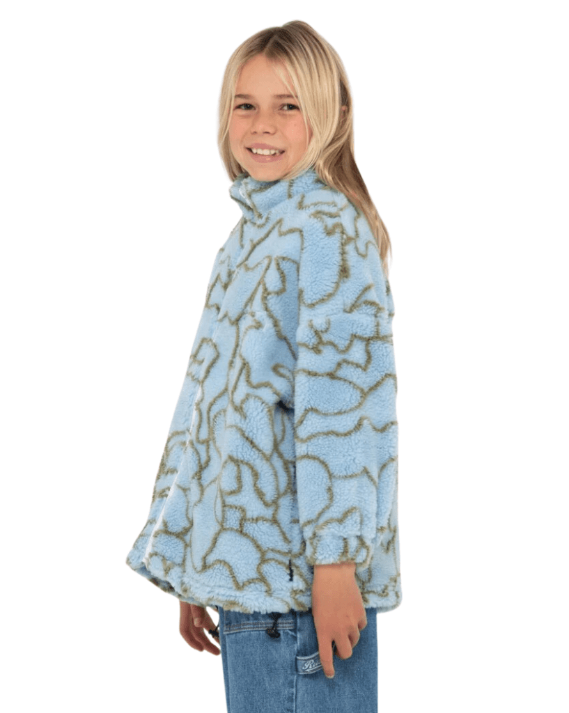 Rusty Low Tides Zip Through Sherpa Fleece Girl
