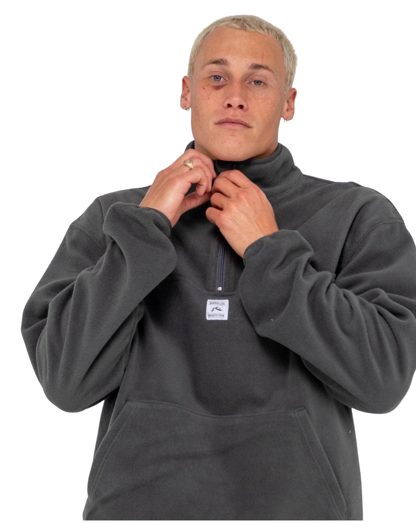 Rusty Mens Quarter Zip Core Division Polar Fleece