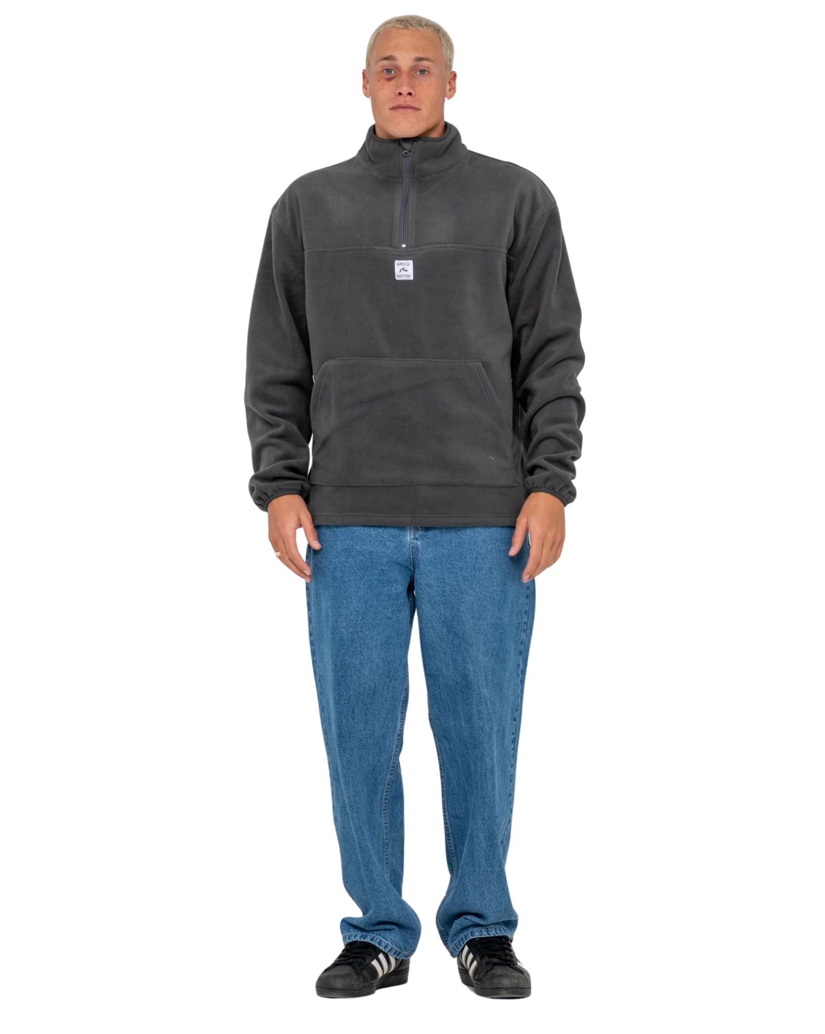 Rusty Mens Quarter Zip Core Division Polar Fleece