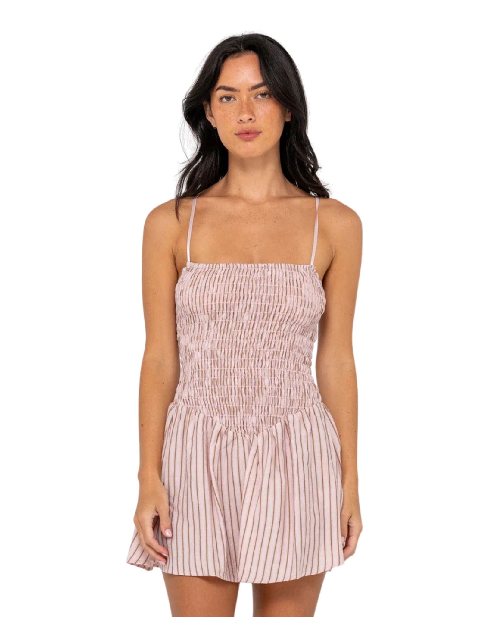 Rusty Mimi Smocked Stripe Mini Dress