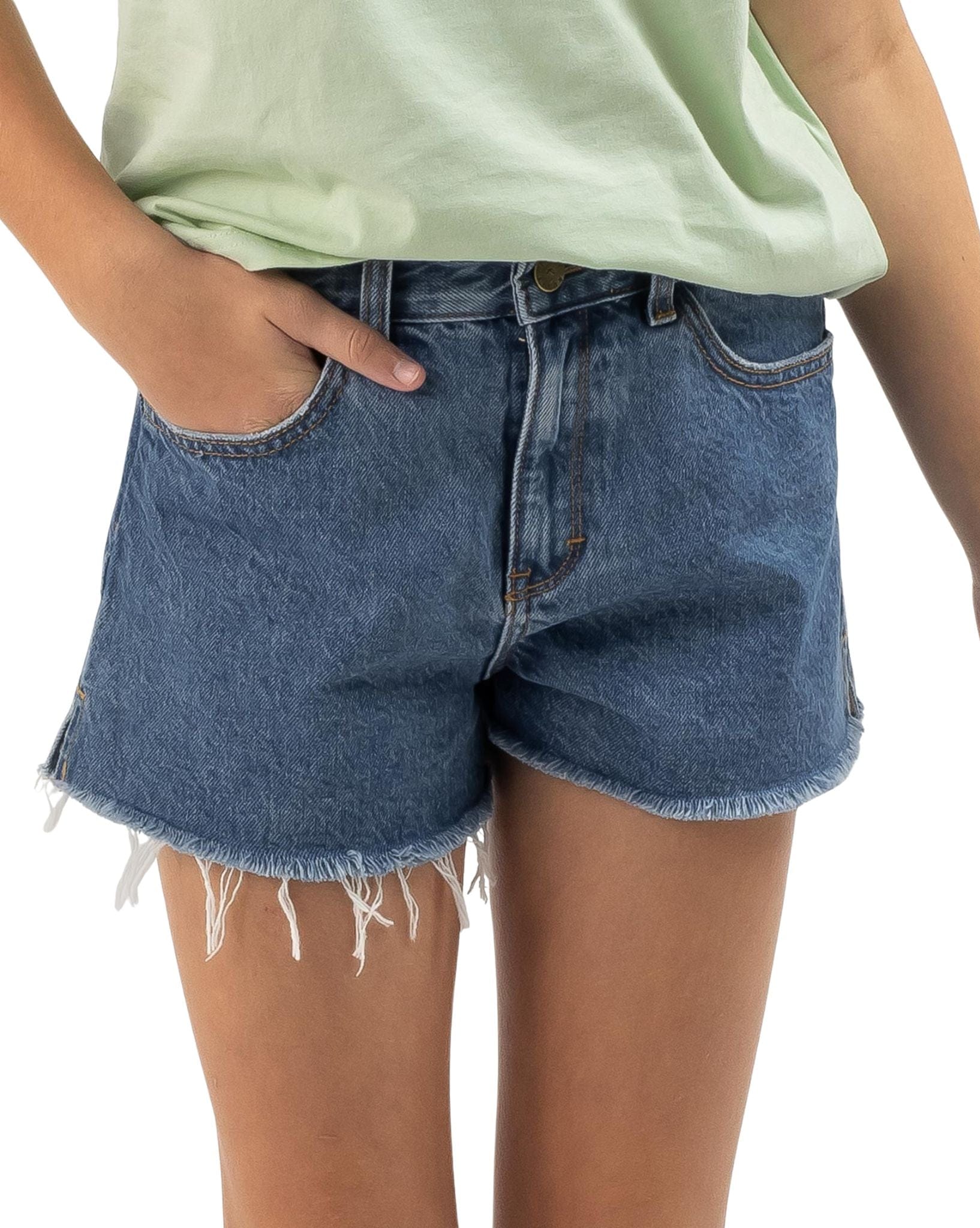 Rusty Penny Kick Flare Denim Short Girls