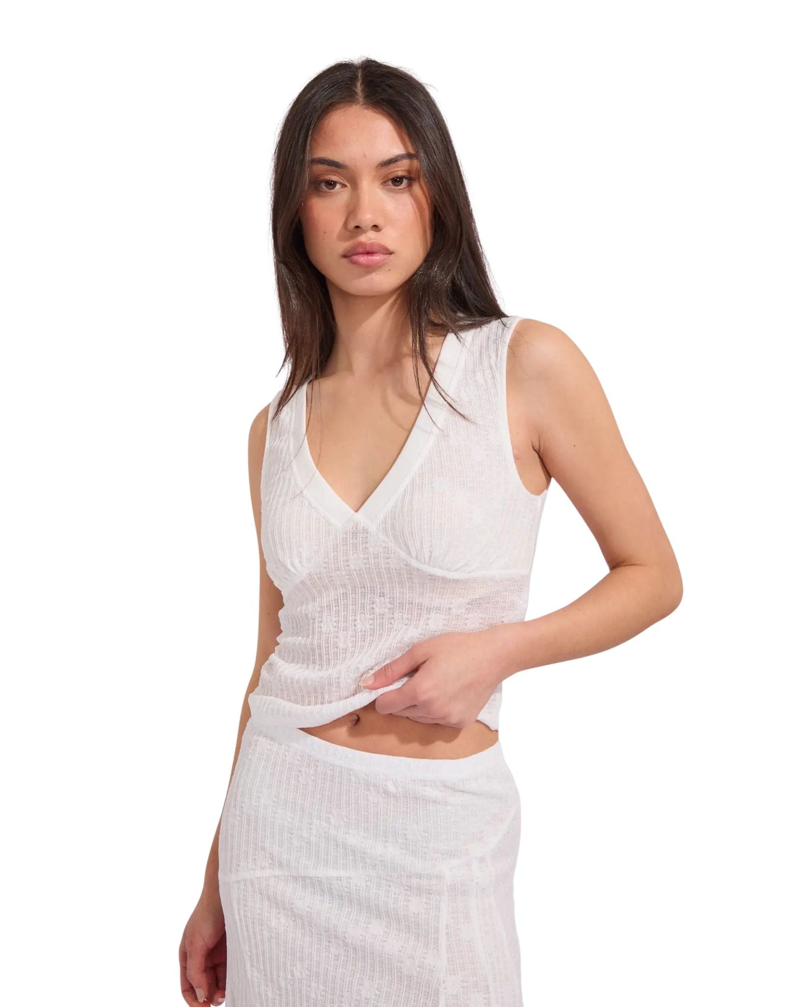 Rusty Roma Low V Lace Top
