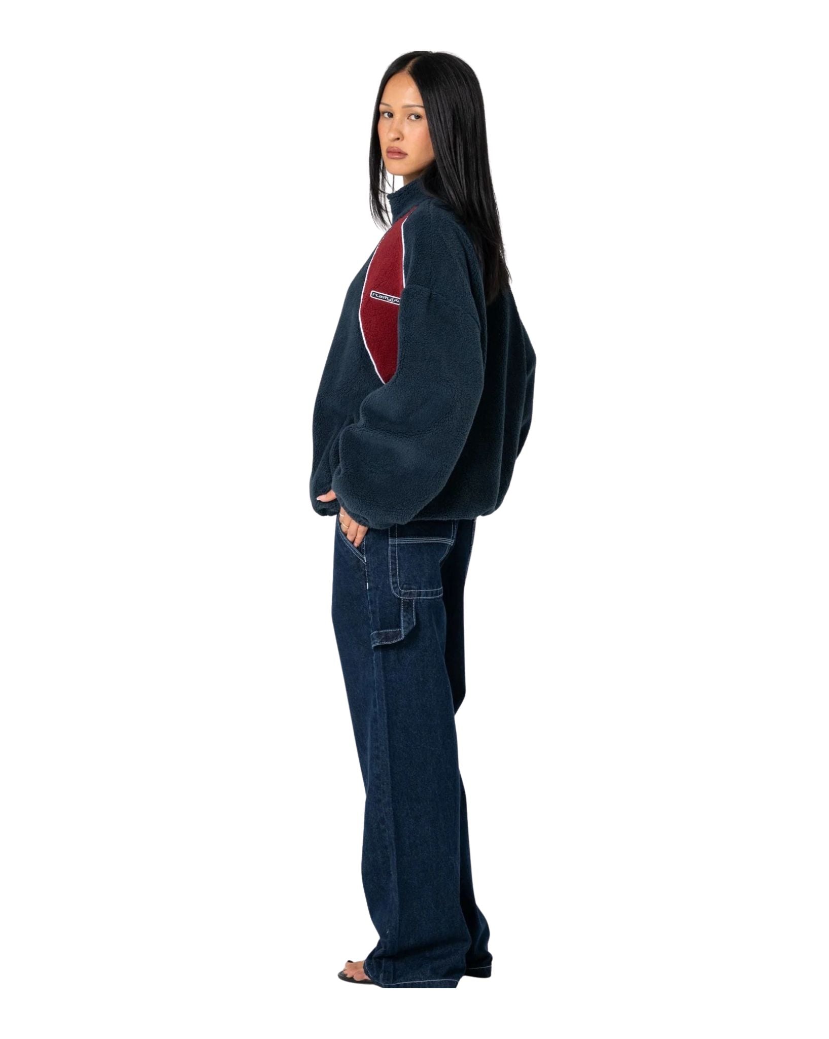 Rusty Two Tides Zip Through Sherpa Fleece