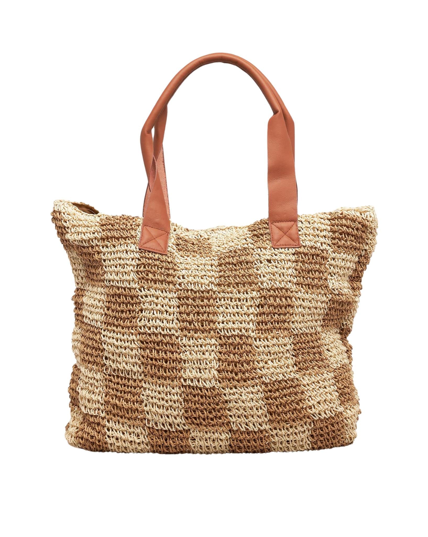 Rusty Womens Checkmate Straw Beach Bag