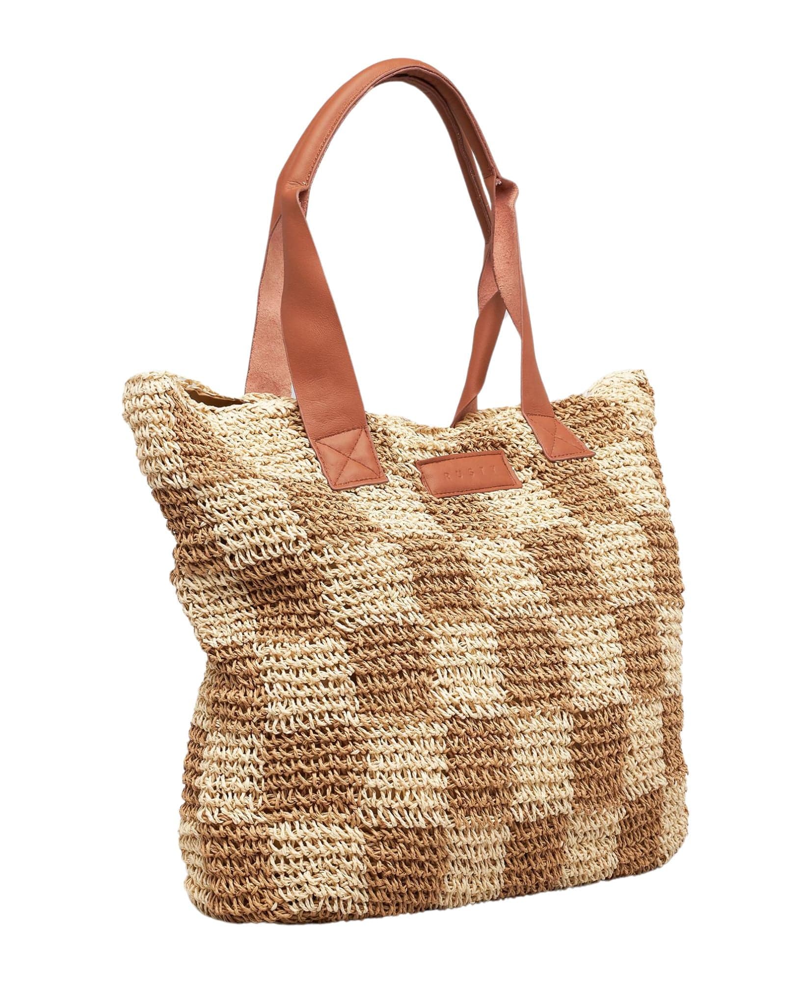 Rusty Womens Checkmate Straw Beach Bag