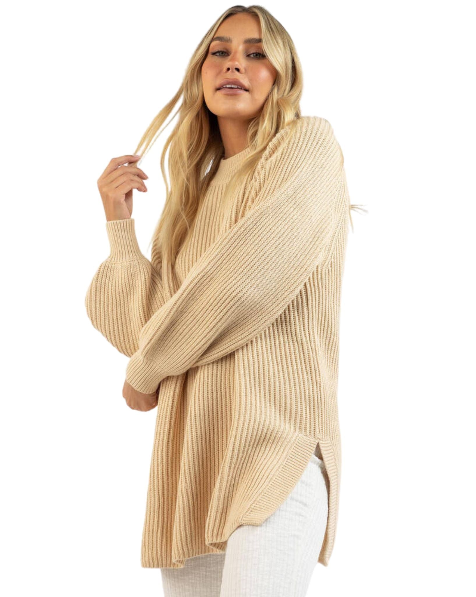 Rusty Womens Rimbra Crew Longline Knit