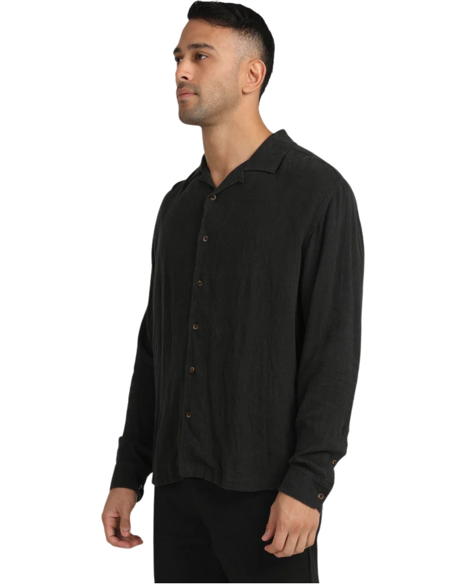 RVCA Mens Beat Long Sleeve Shirt - Black