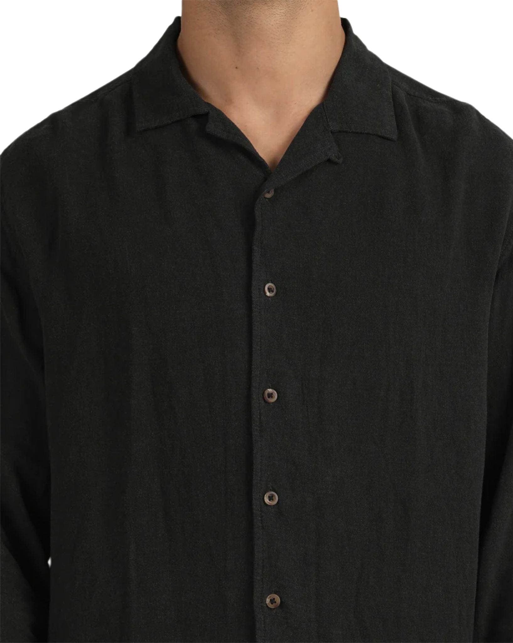 RVCA Mens Beat Long Sleeve Shirt - Black
