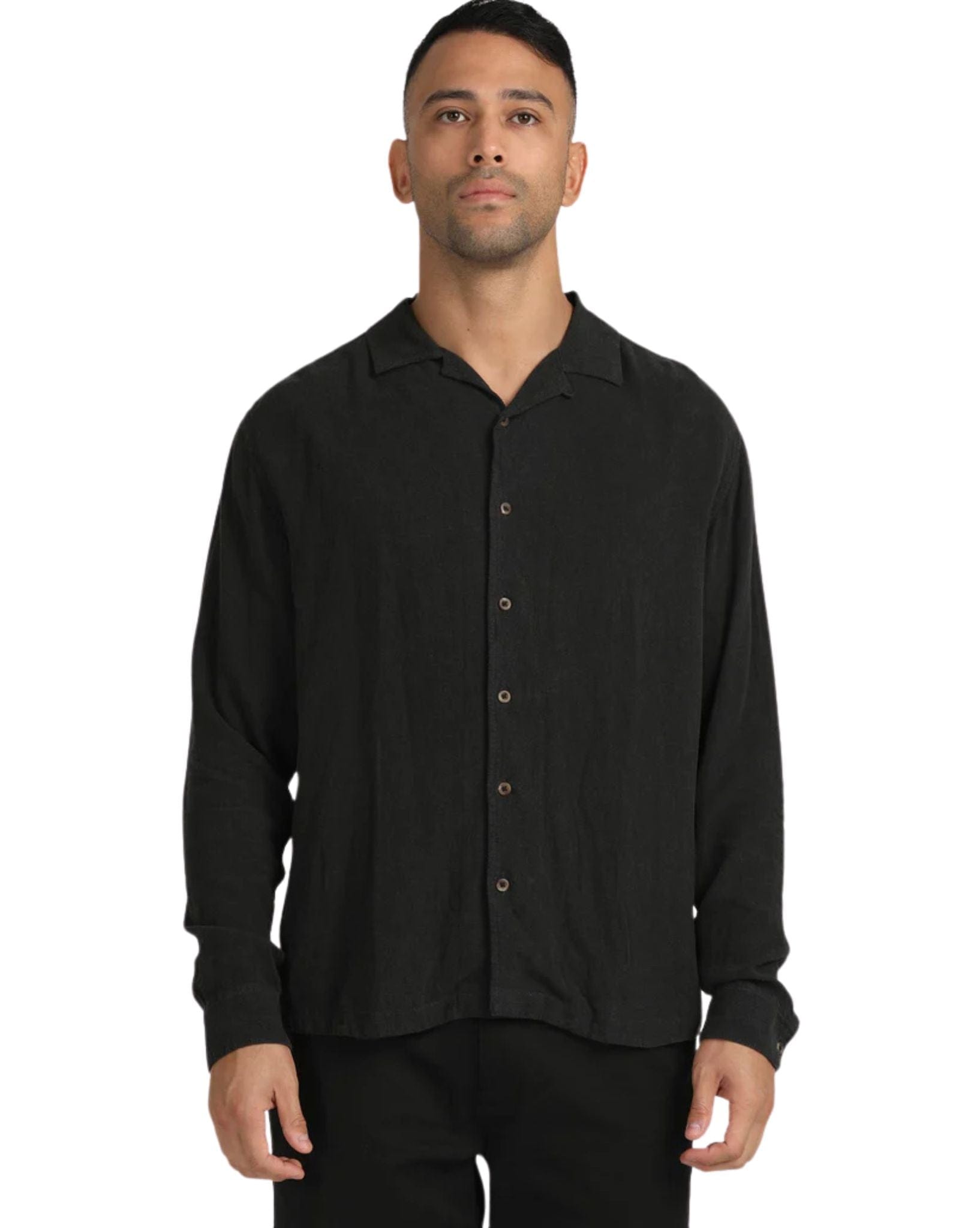 RVCA Mens Beat Long Sleeve Shirt - Black