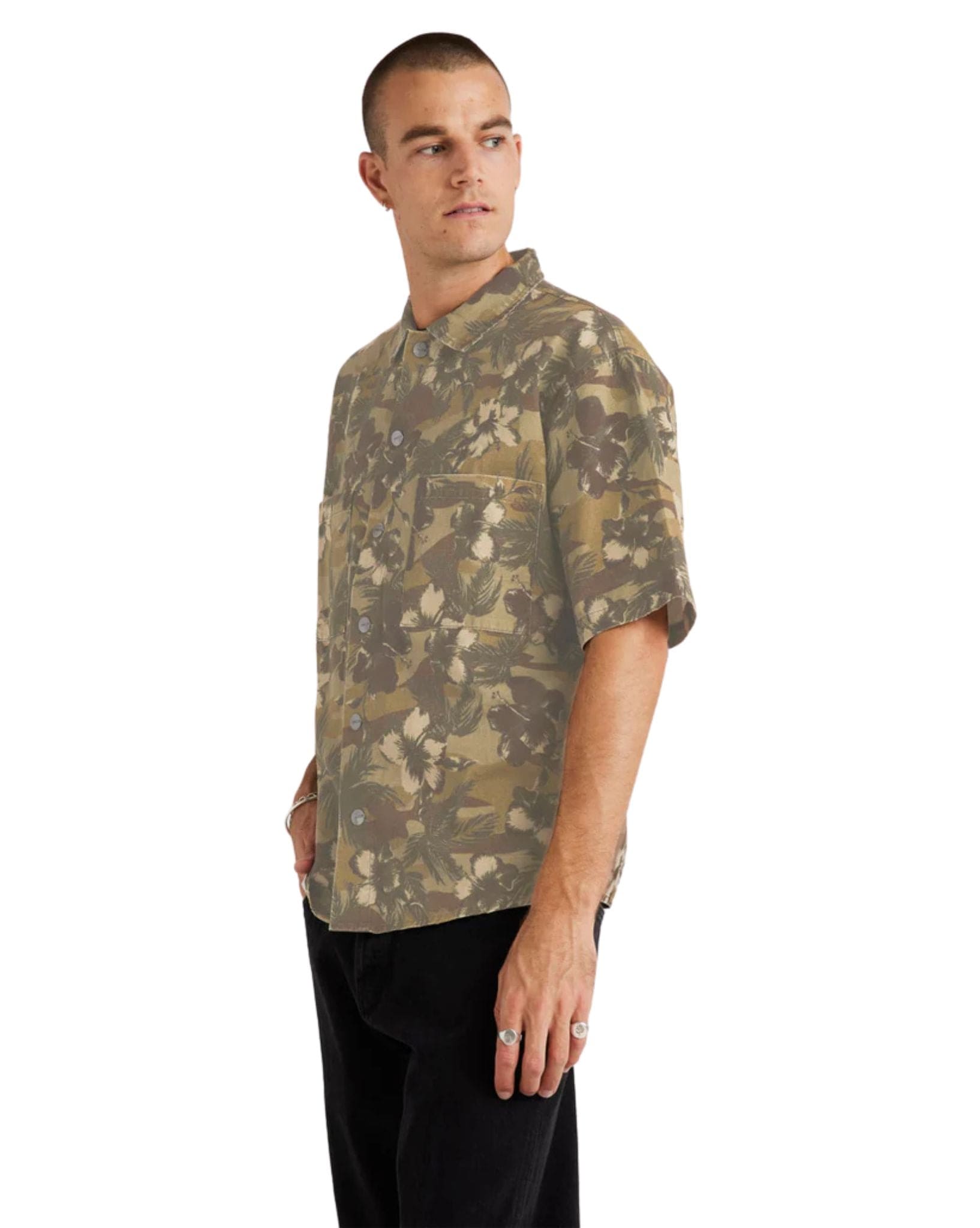 RVCA Mens Rover Ss Shirt - Camo