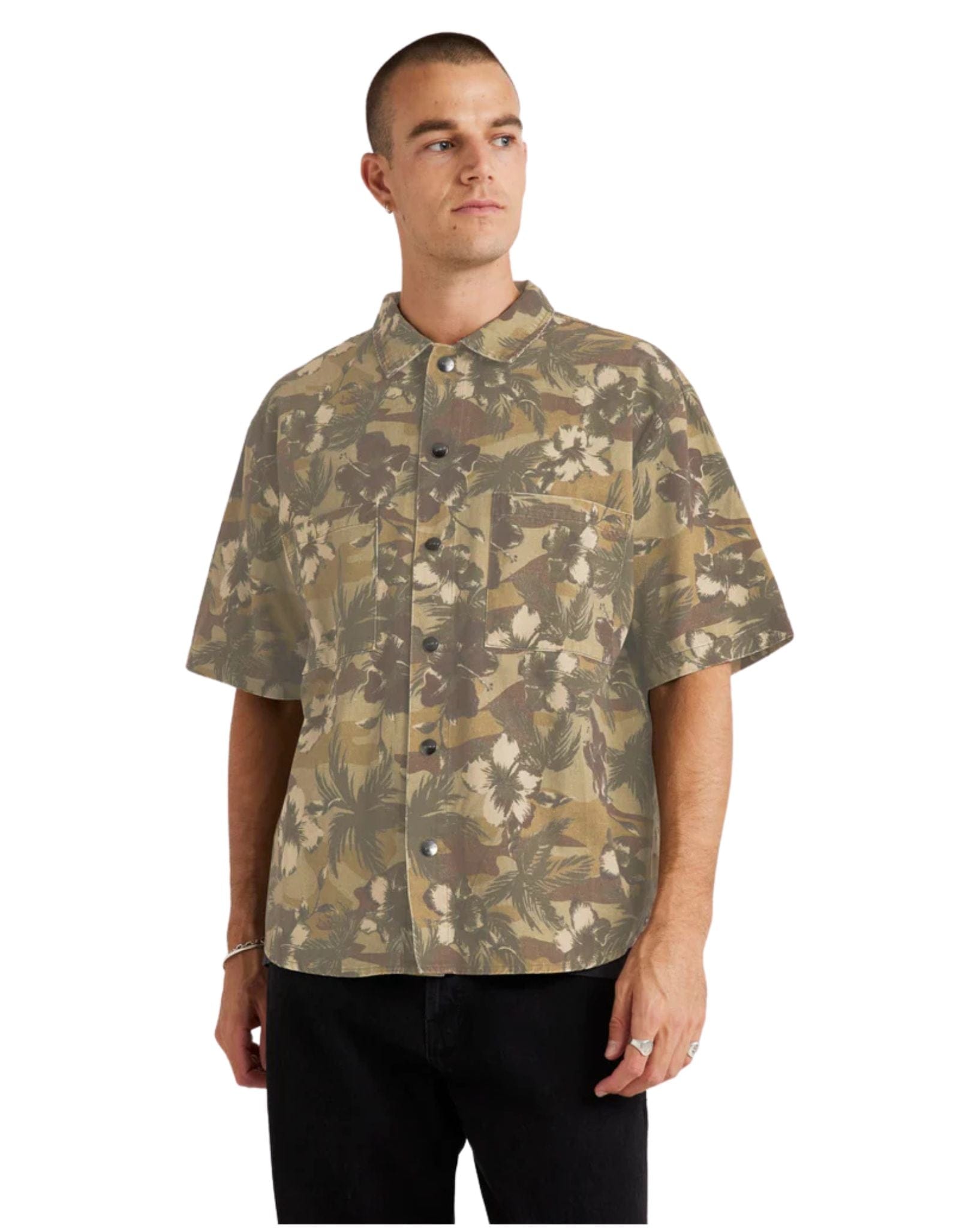 RVCA Mens Rover Ss Shirt - Camo