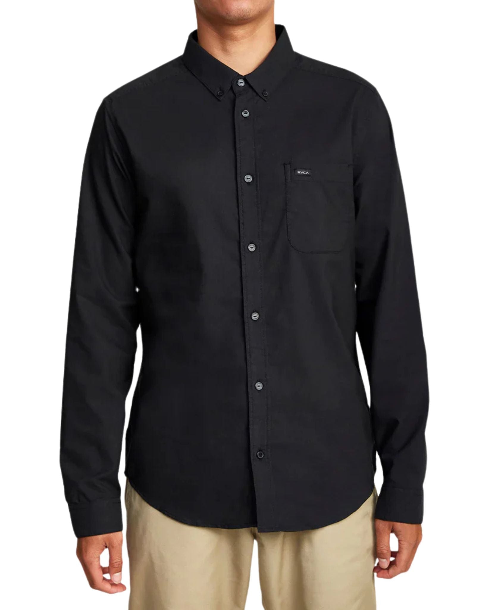 RVCA Mens That'll Do Stretch LS Shirt - Black