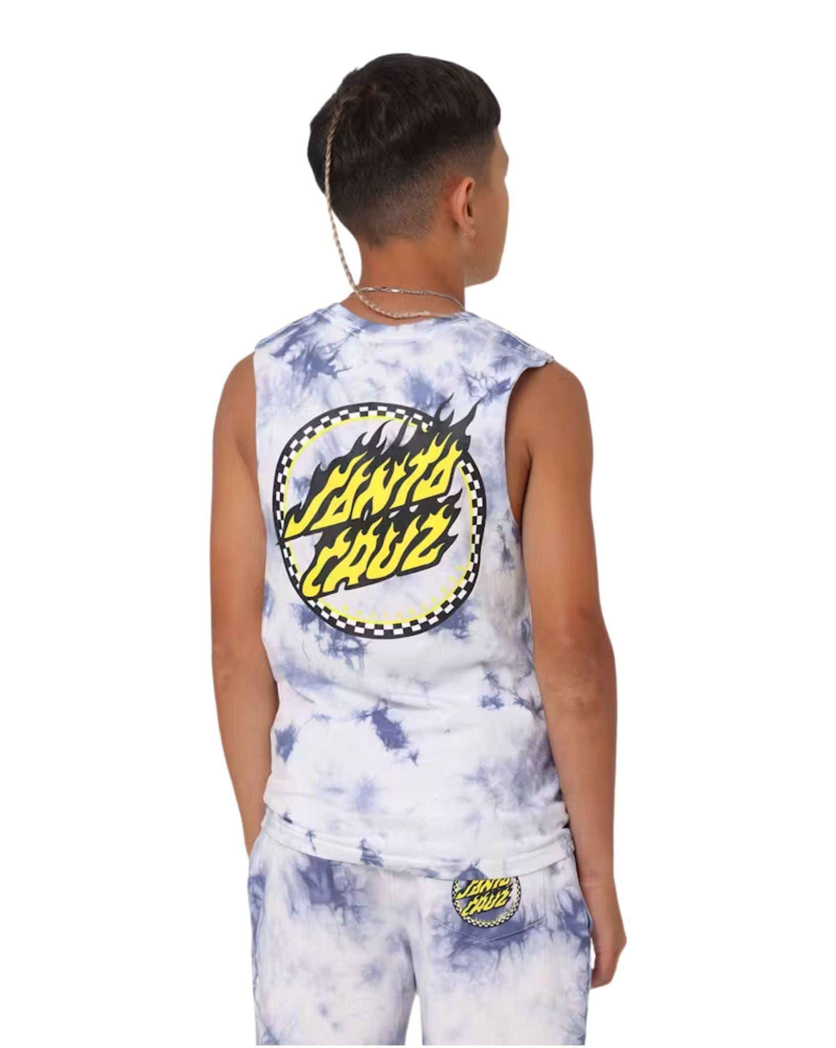 Santa Cruz Boys Checked Out Flamed Dot Tank