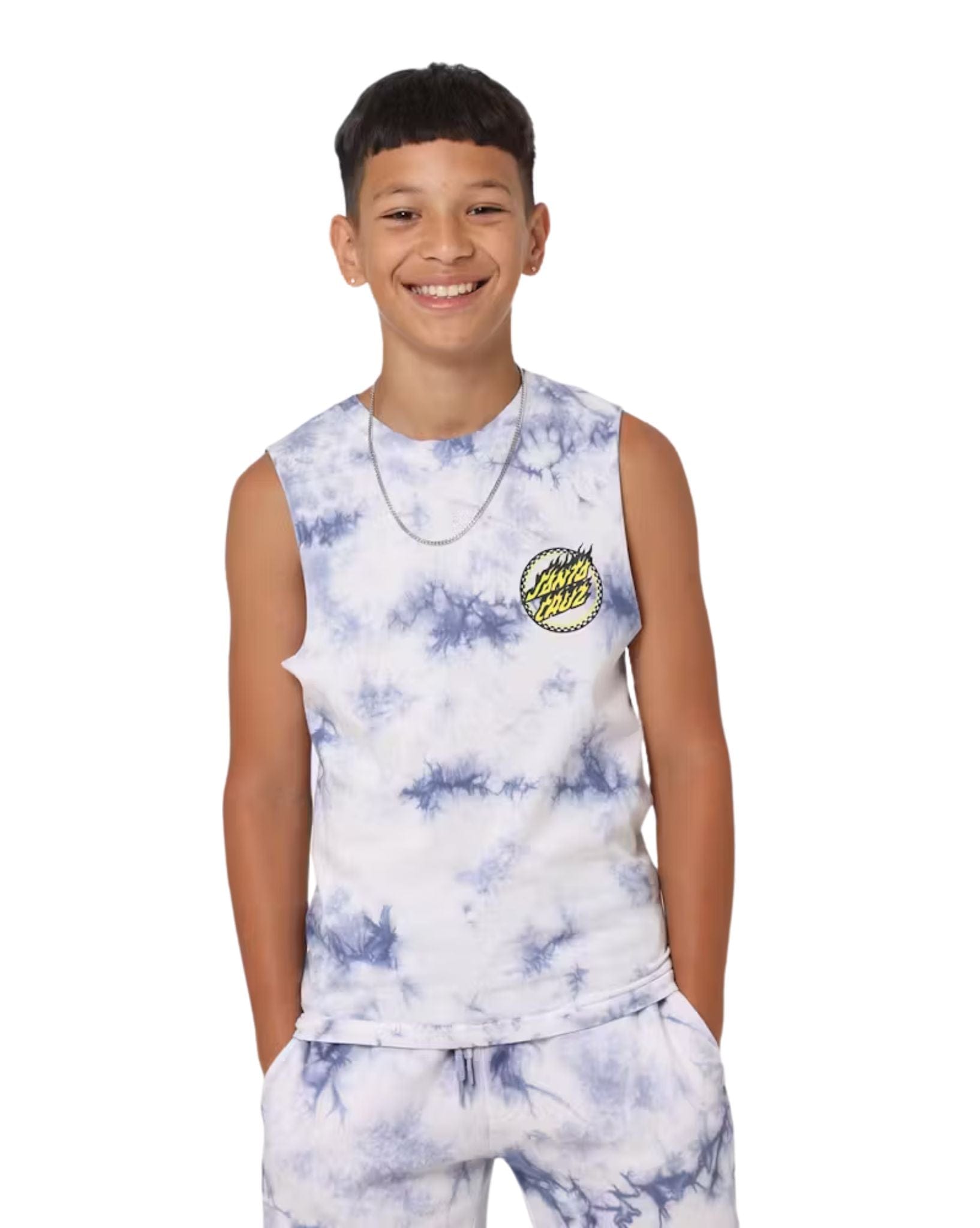 Santa Cruz Boys Checked Out Flamed Dot Tank