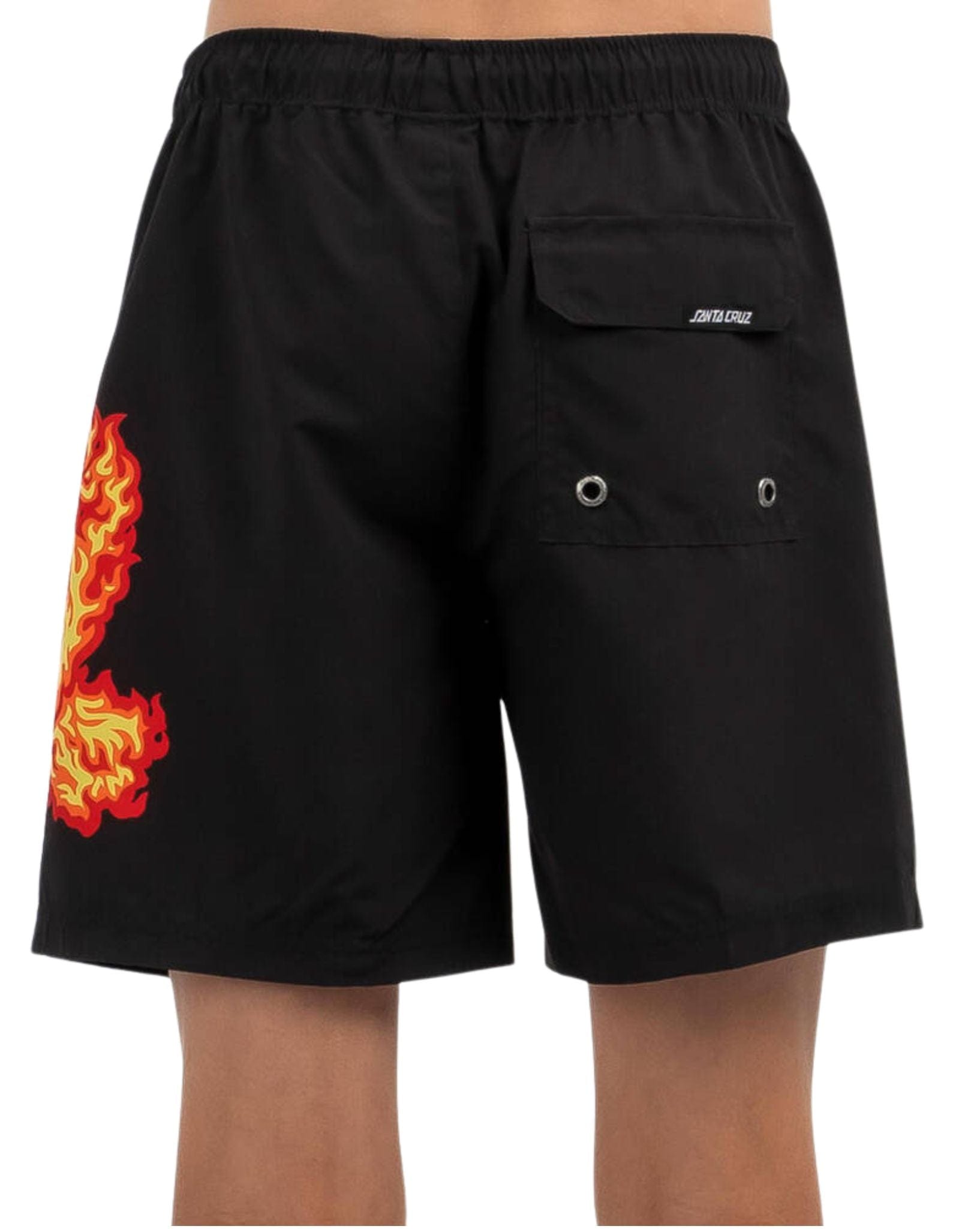 Santa Cruz Boys Flame Hand Boardshort - Black