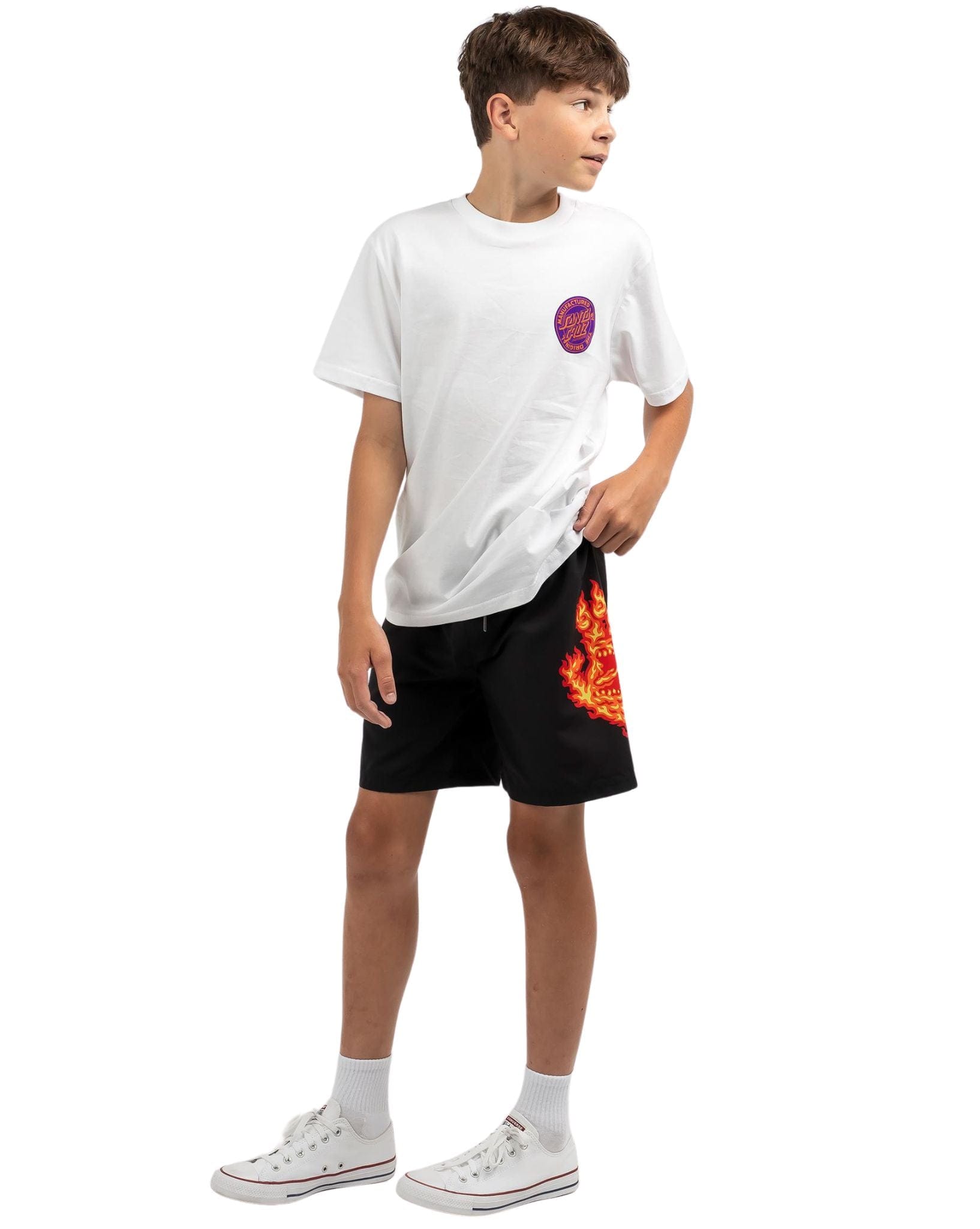 Santa Cruz Boys Flame Hand Boardshort - Black